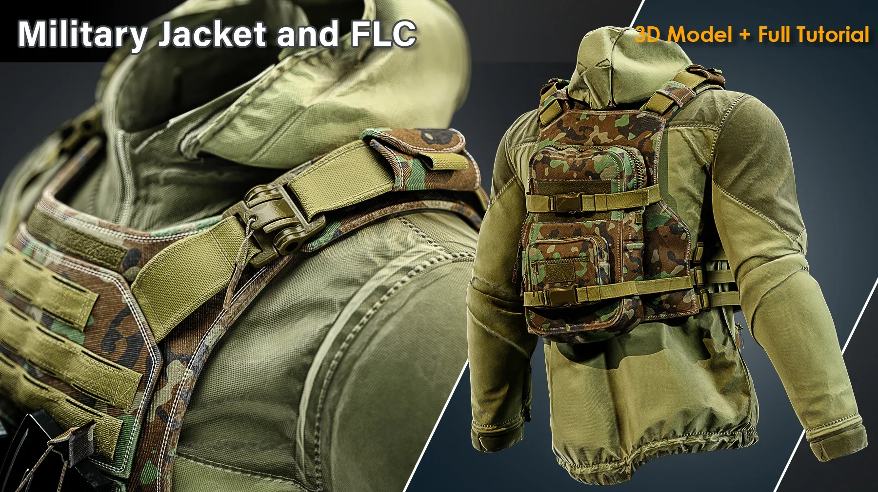 Military Jacket and FLC / 3D Model+Full Tutorial
