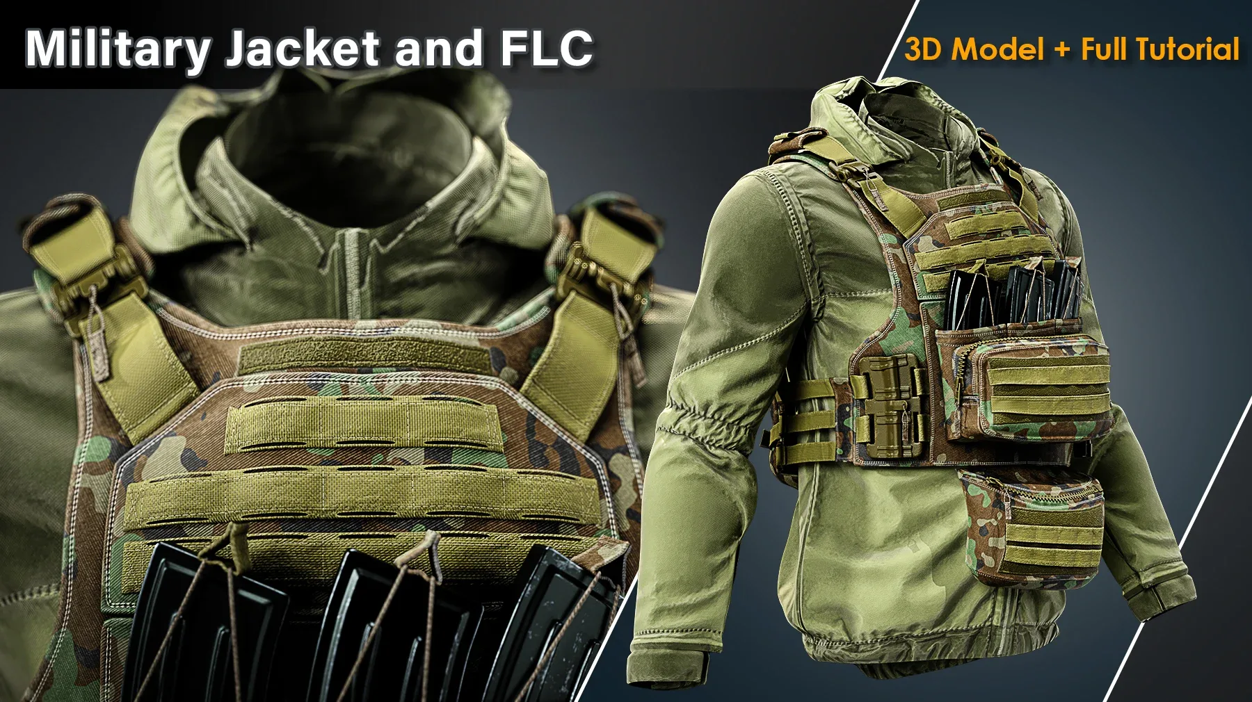Military Jacket and FLC / 3D Model+Full Tutorial