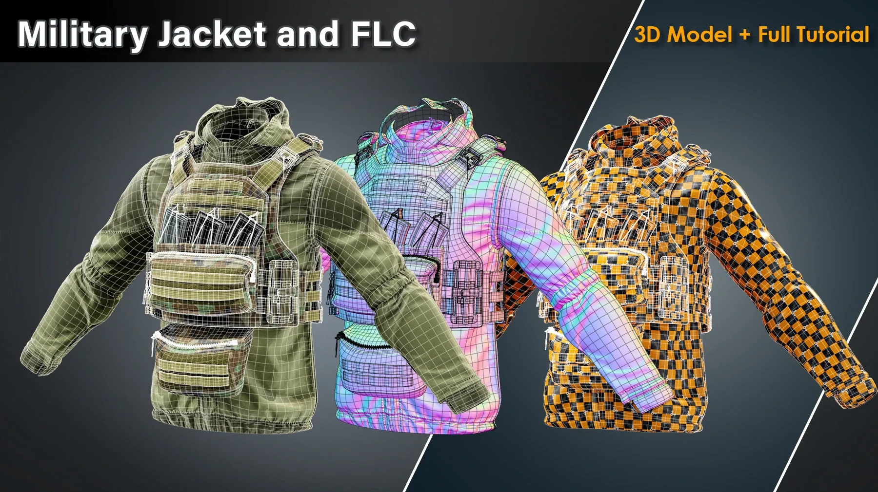 Military Jacket and FLC / 3D Model+Full Tutorial