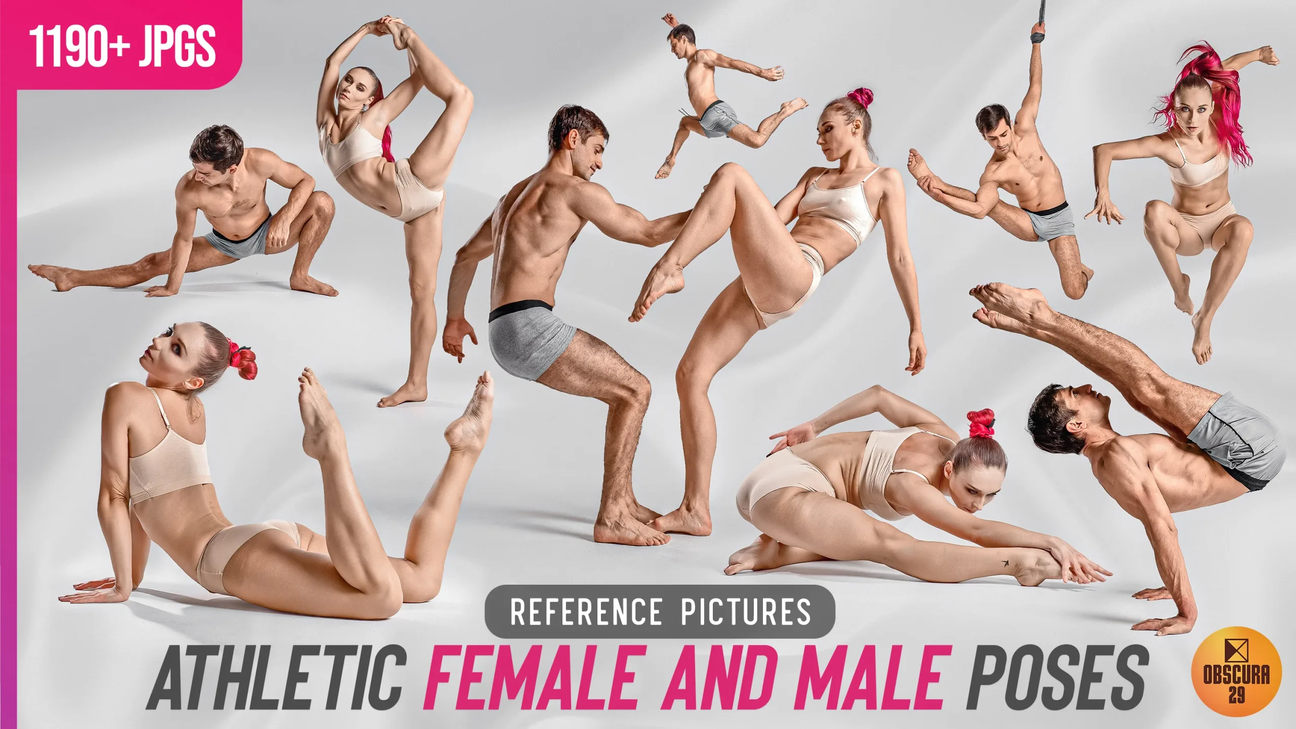 1190 Athletic Female and Male Poses Reference Pictures