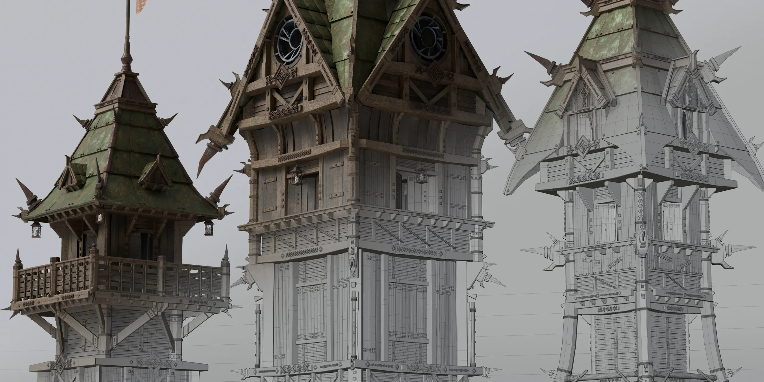 Outpost - Medieval Military Buildings And Environment 3D Asset Kitbash Pack Blender