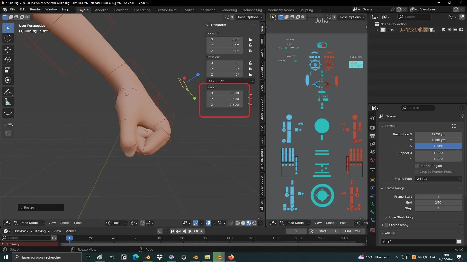 Julia, Blender Rig