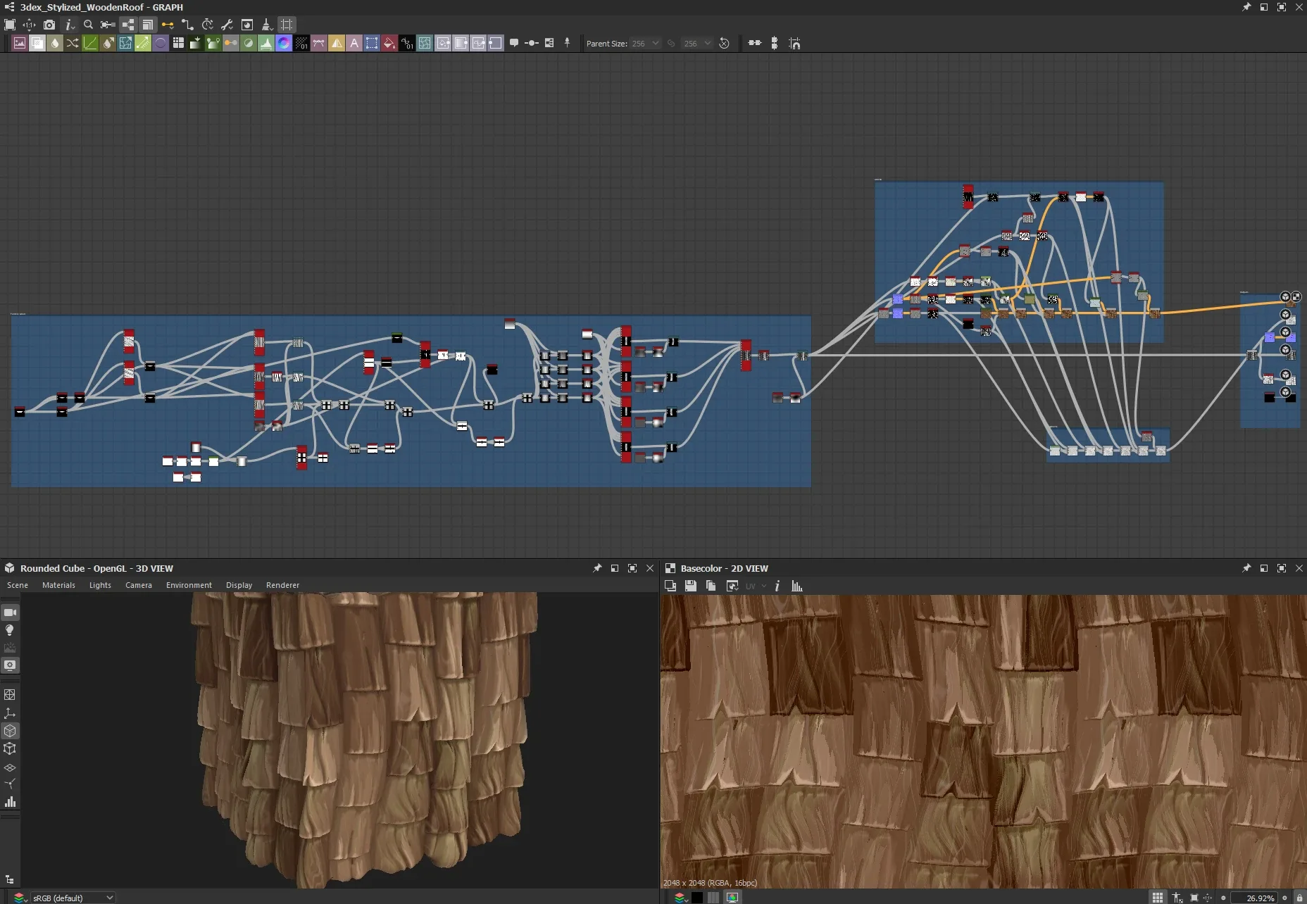 Stylized Wooden Roof - Substance 3D Designer + Sbsar File