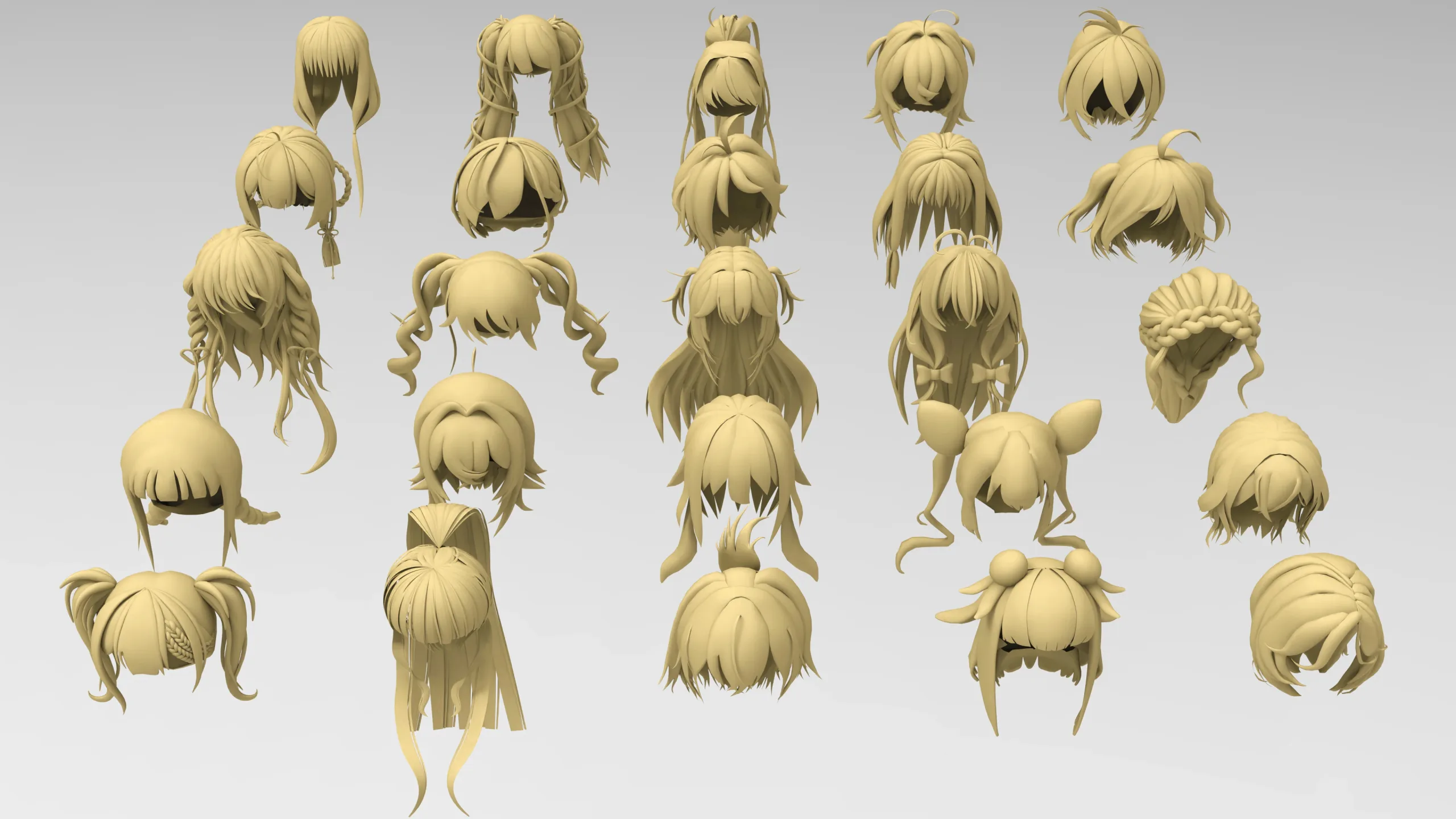 25 female anime hair pack 5