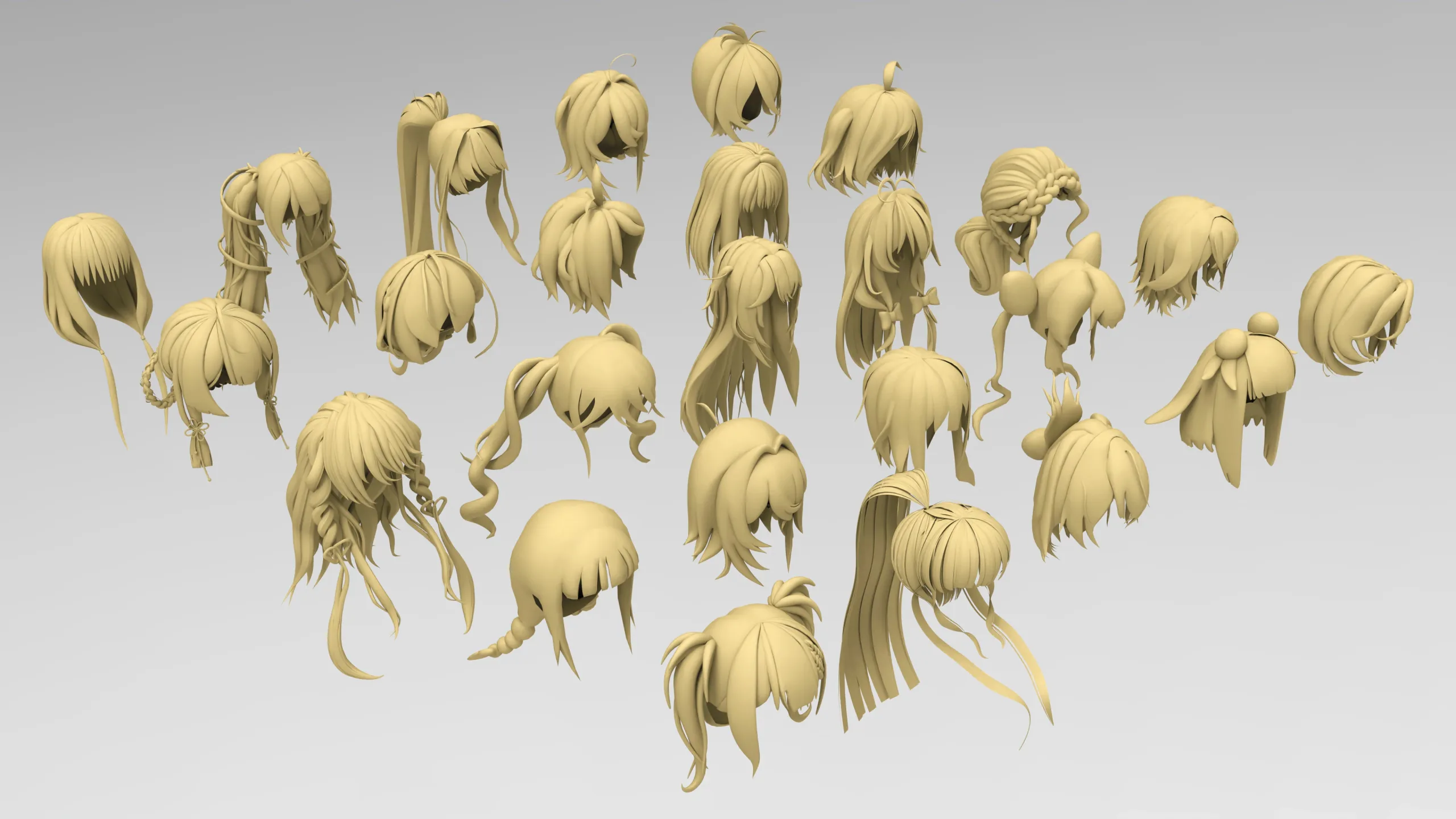 25 female anime hair pack 5