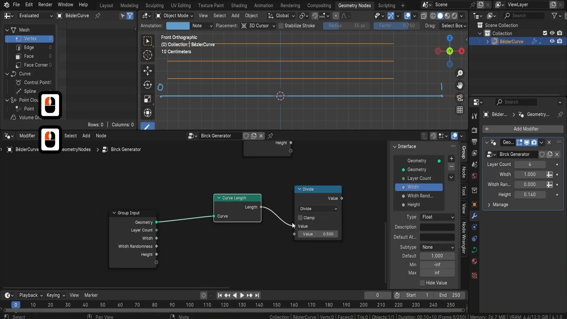 Brick Wall Generator Using Geometry Nodes