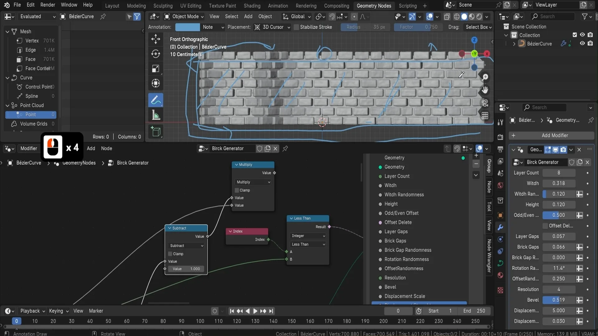 Brick Wall Generator Using Geometry Nodes