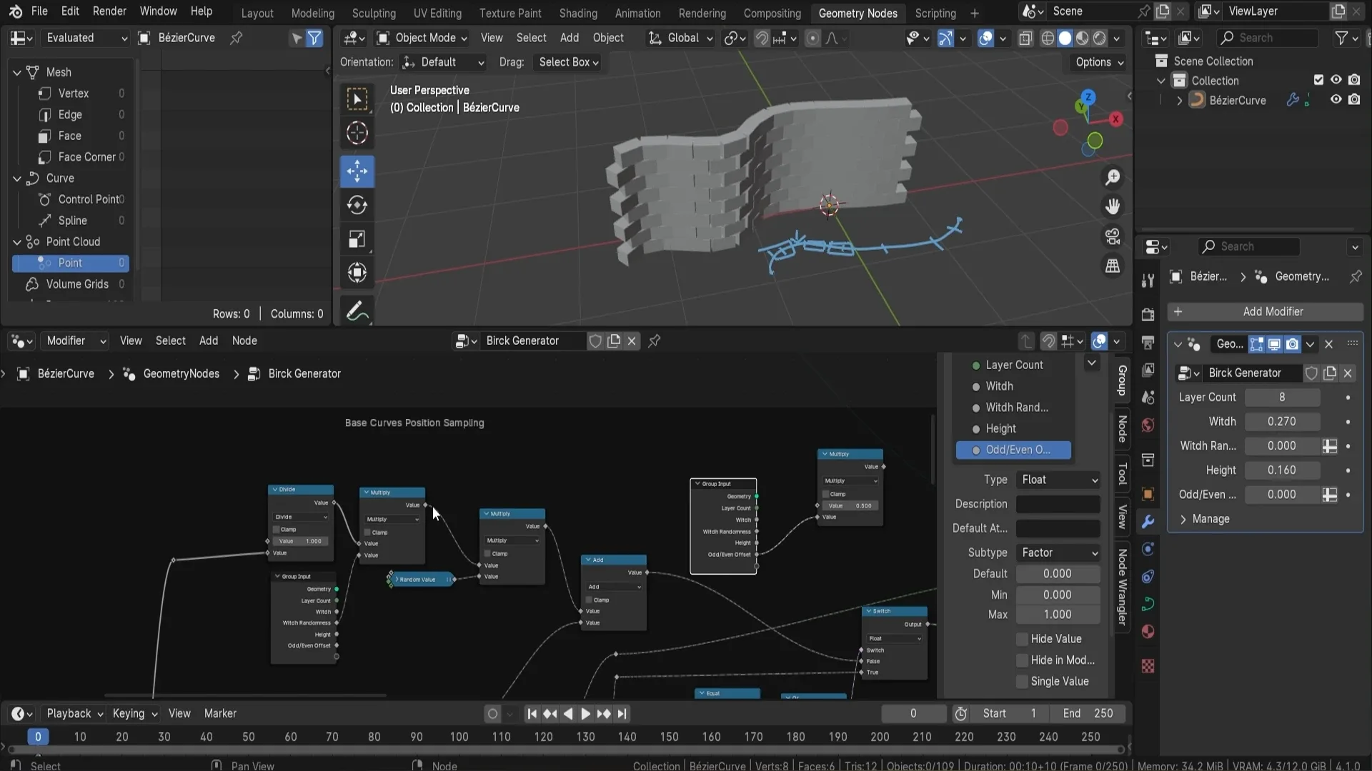 Brick Wall Generator Using Geometry Nodes