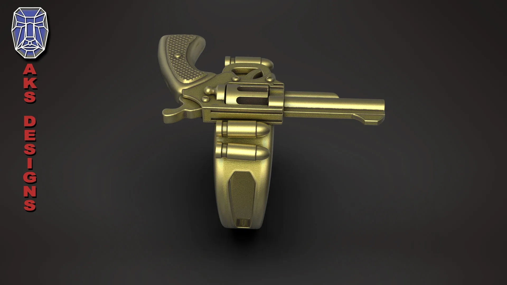 Biker Ring Jewelry Pistol V177 3D Print Stl File