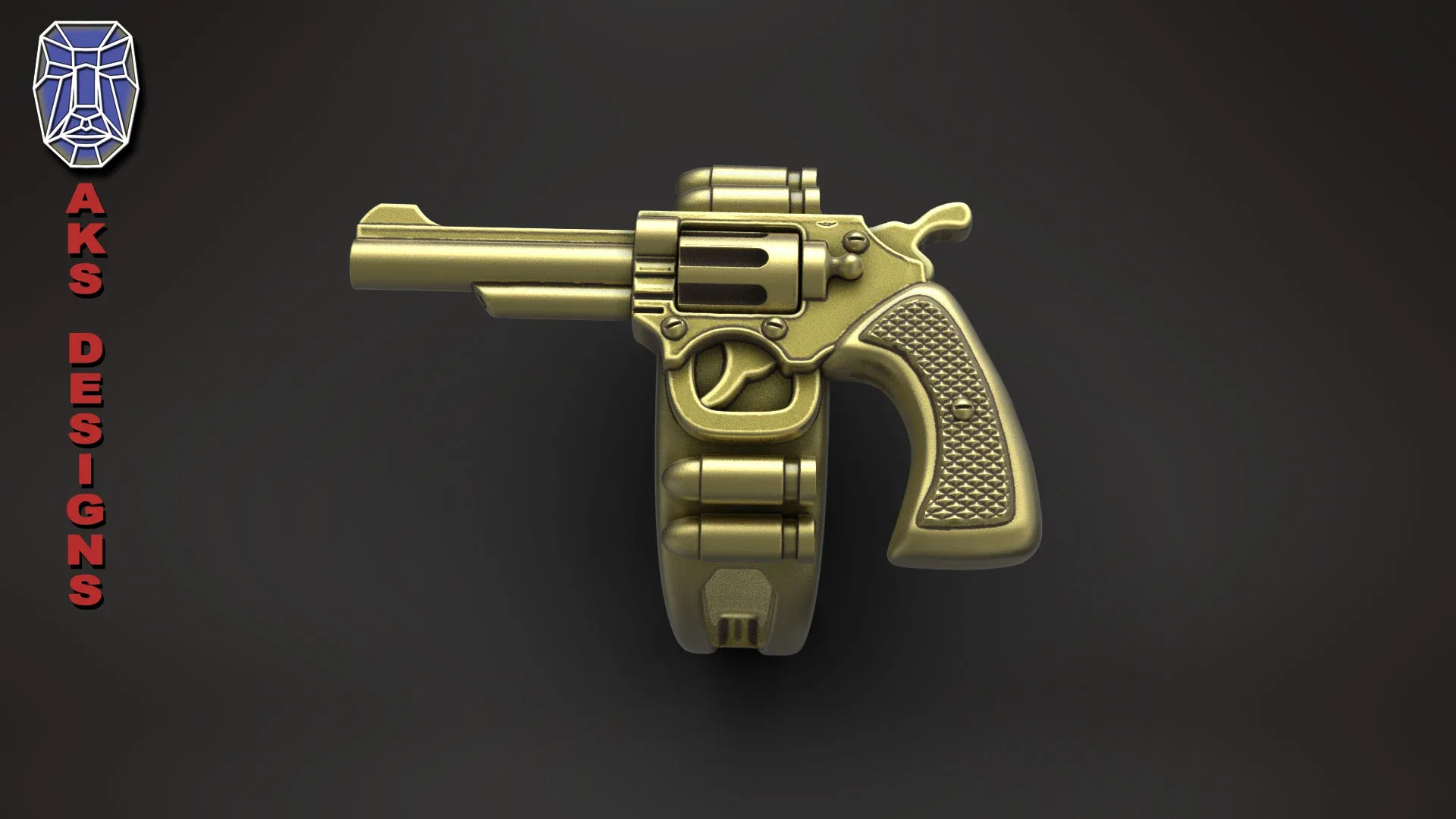 Biker Ring Jewelry Pistol V177 3D Print Stl File