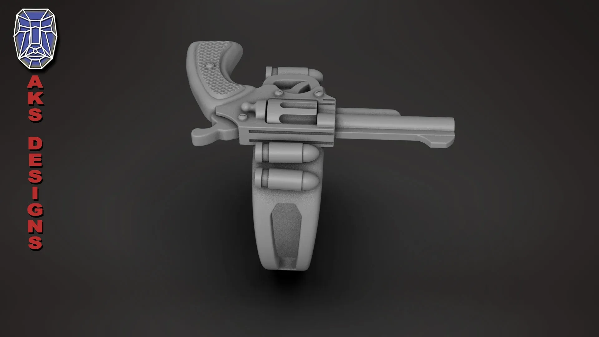 Biker Ring Jewelry Pistol V177 3D Print Stl File