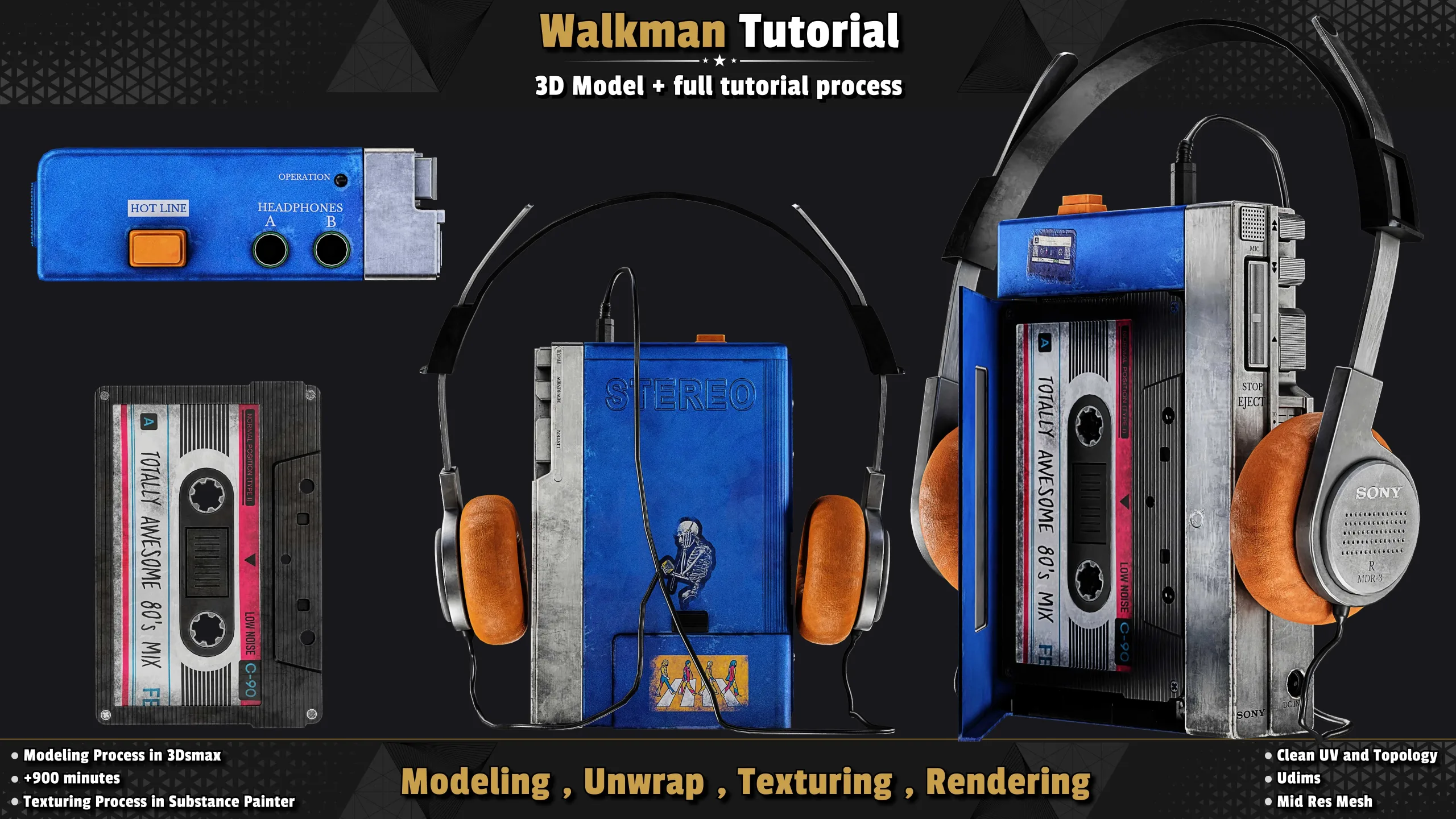 Sony Walkman / 3D Model + Full Tutorial Process.=