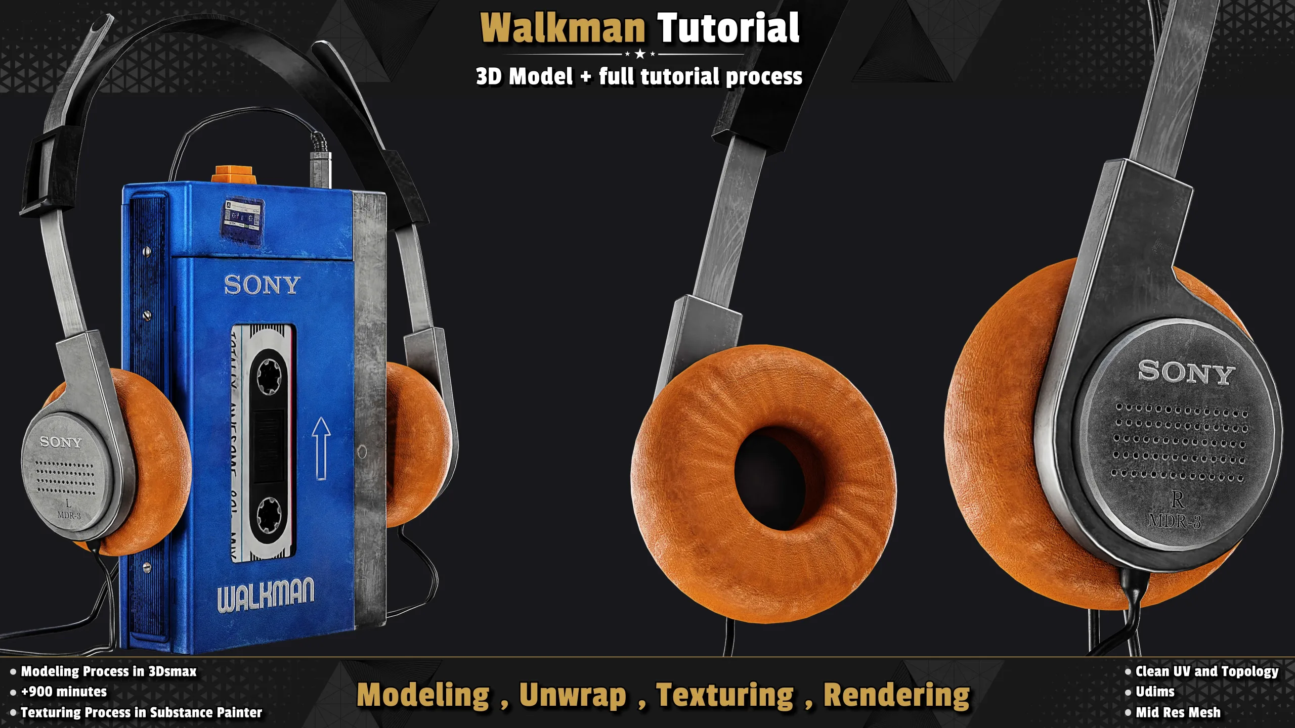 Sony Walkman / 3D Model + Full Tutorial Process.=