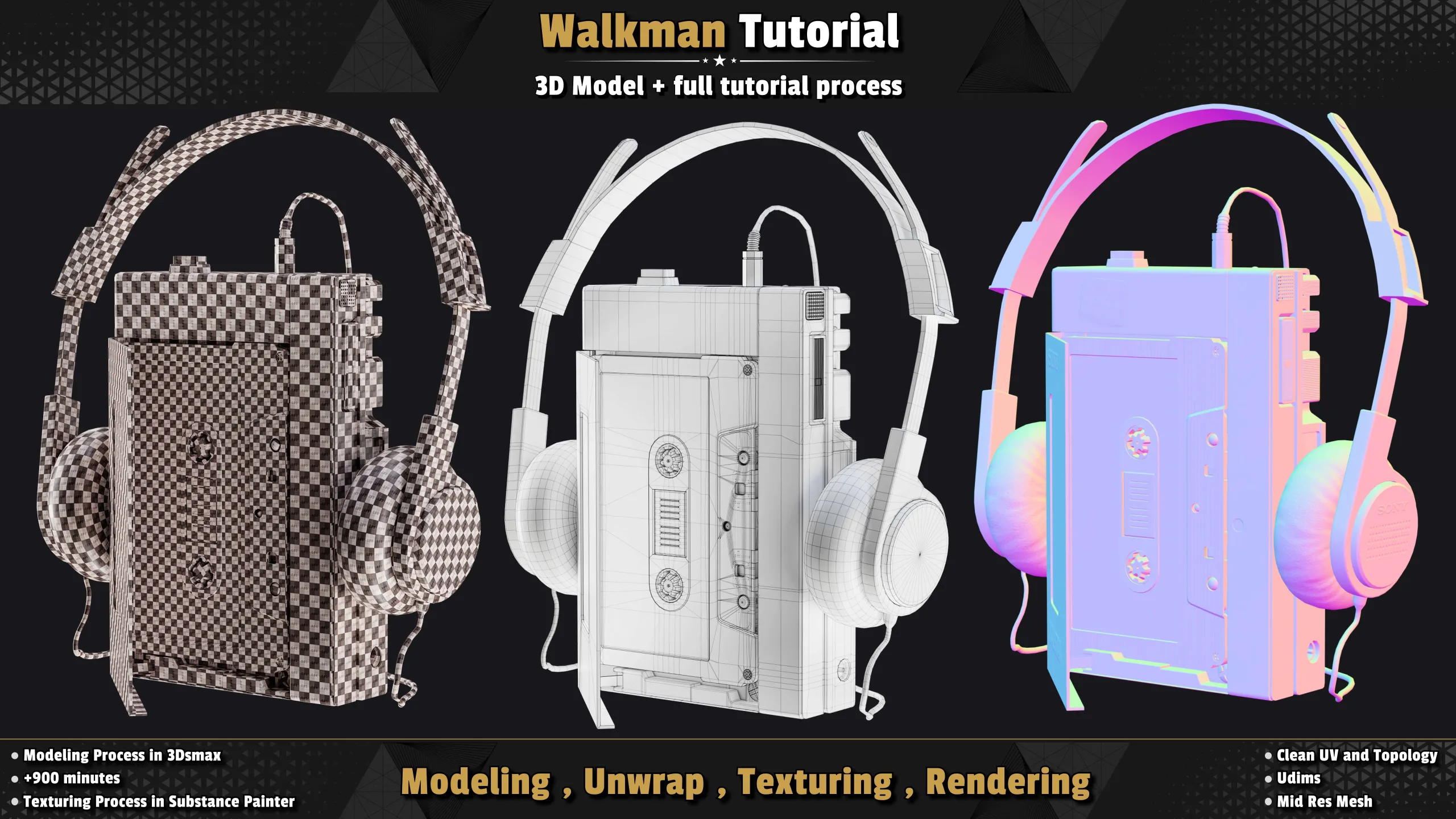 Sony Walkman / 3D Model + Full Tutorial Process.=