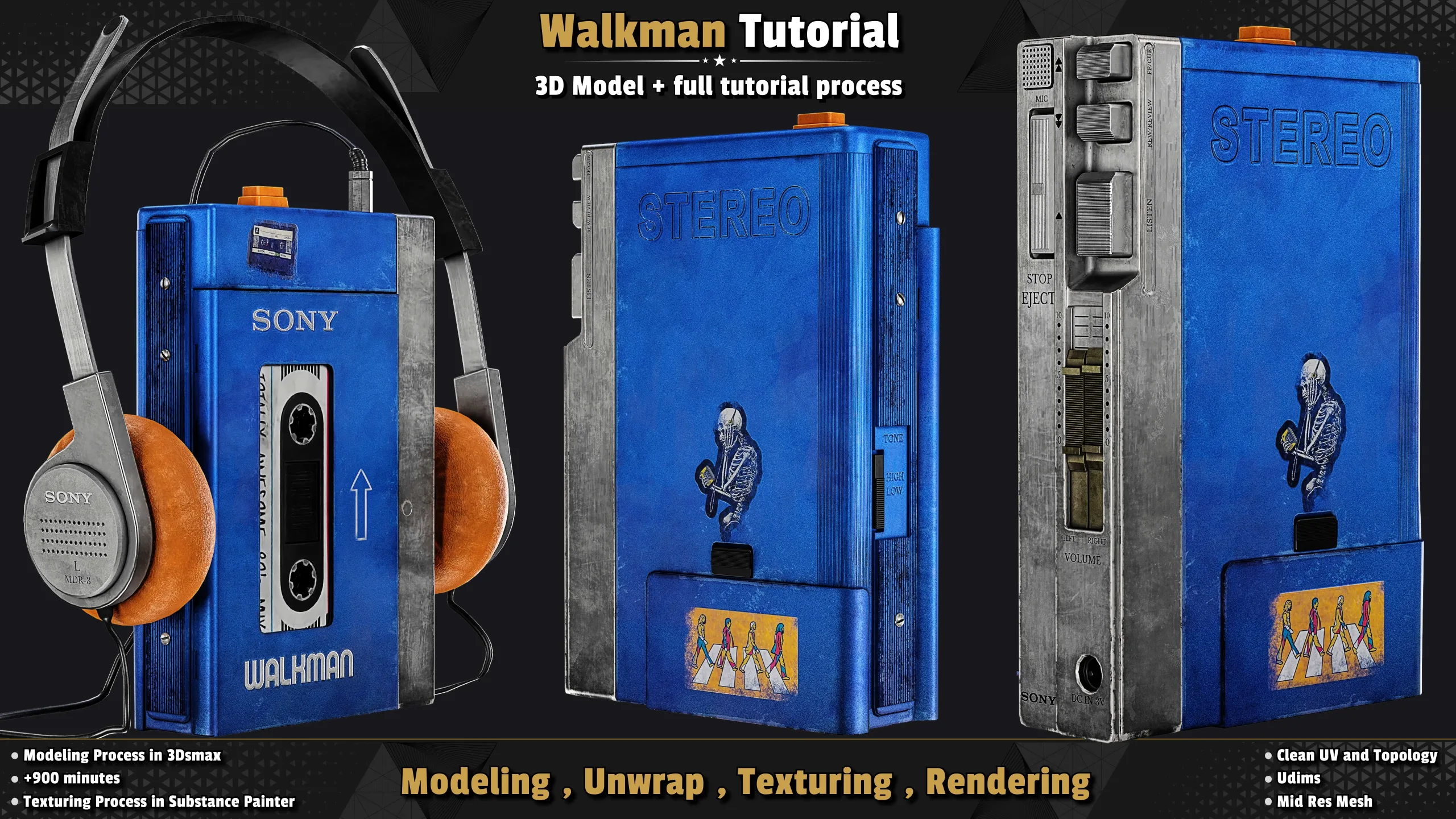 Sony Walkman / 3D Model + Full Tutorial Process.=