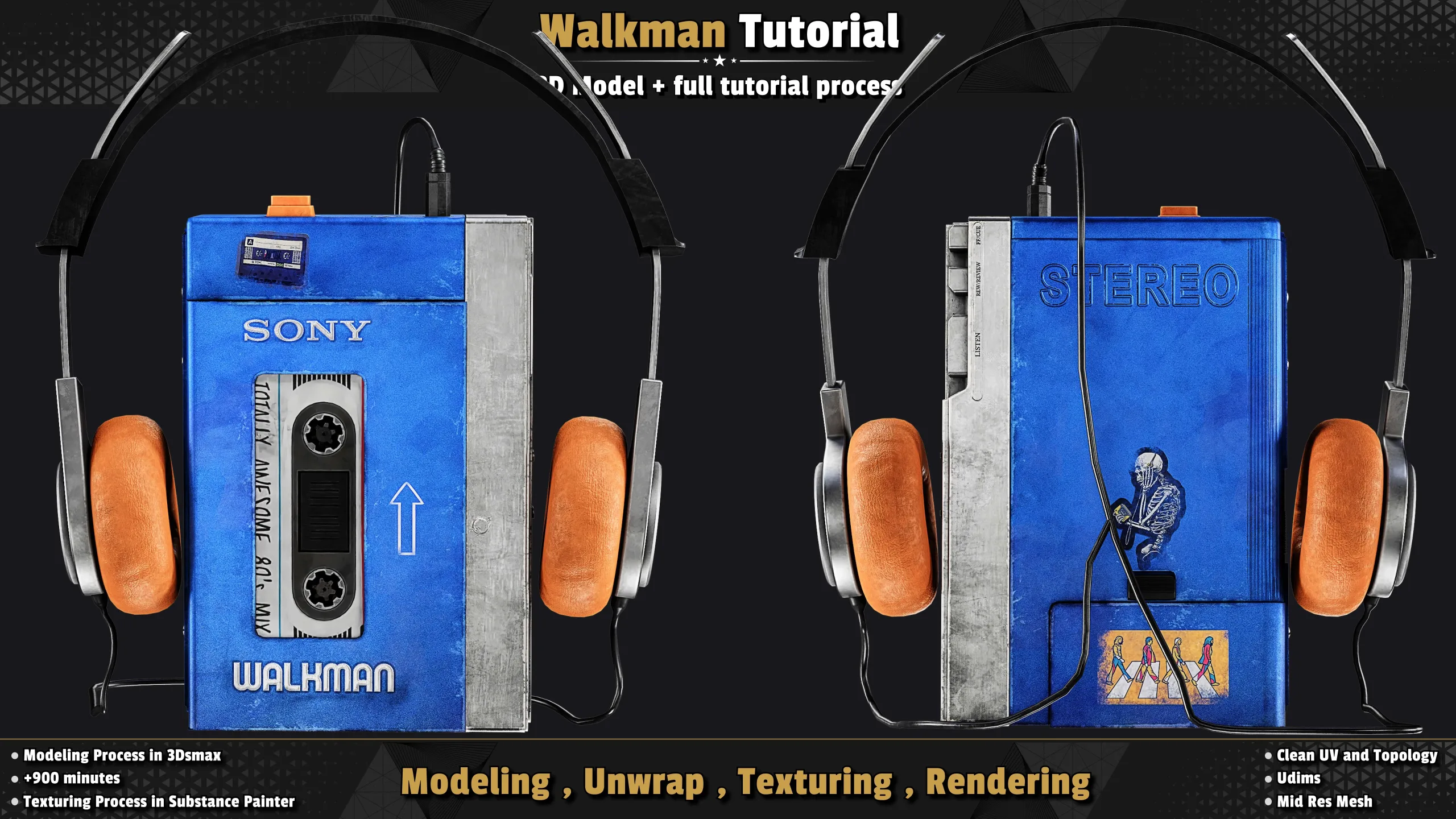 Sony Walkman / 3D Model + Full Tutorial Process.=