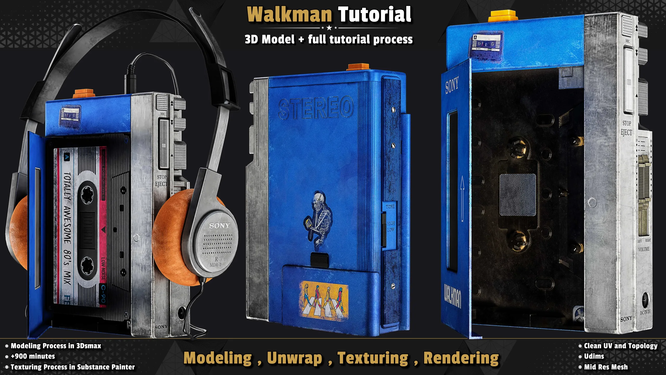 Sony Walkman / 3D Model + Full Tutorial Process.=