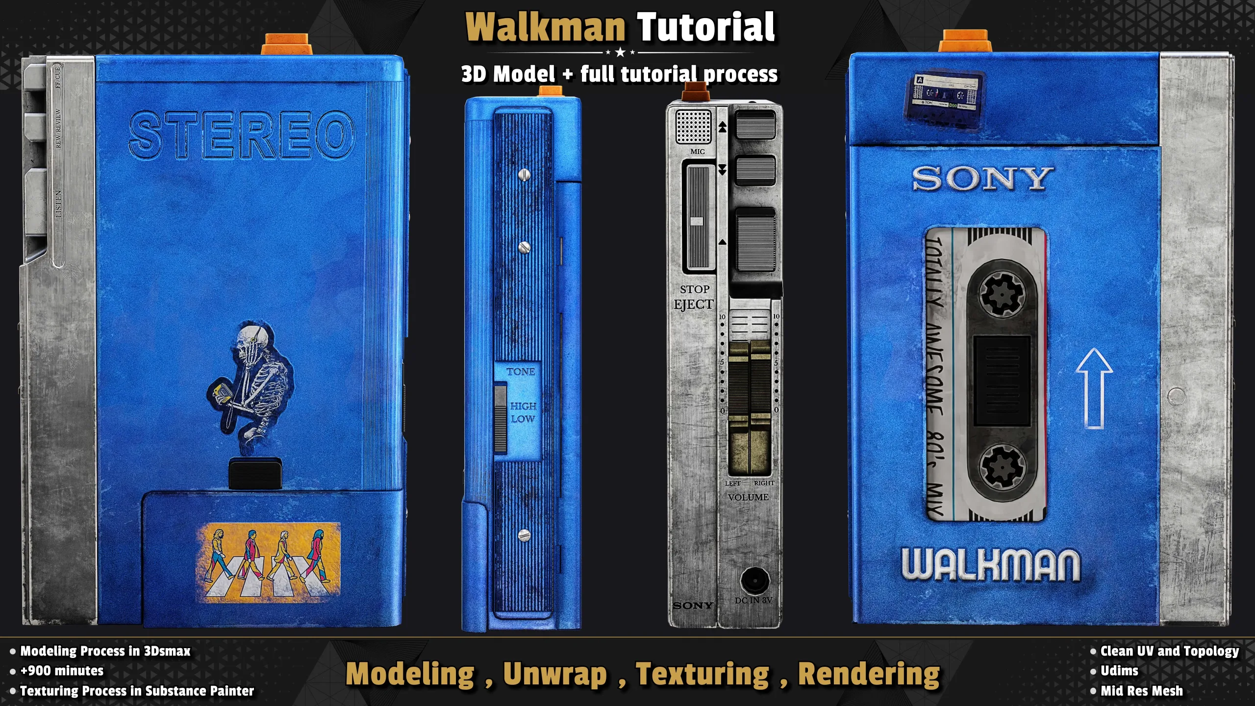 Sony Walkman / 3D Model + Full Tutorial Process.=