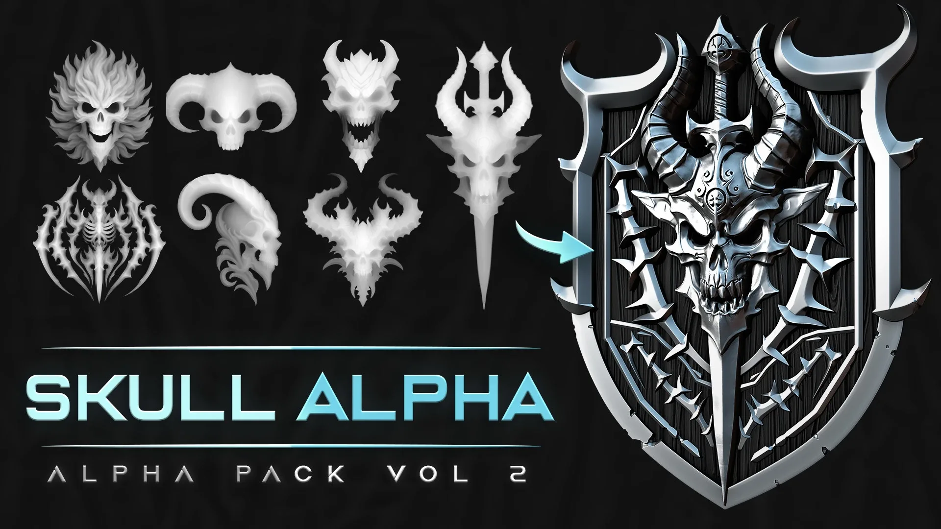 40 Skull Alpha - HQ 4K 16Bit Alphas - vol.2