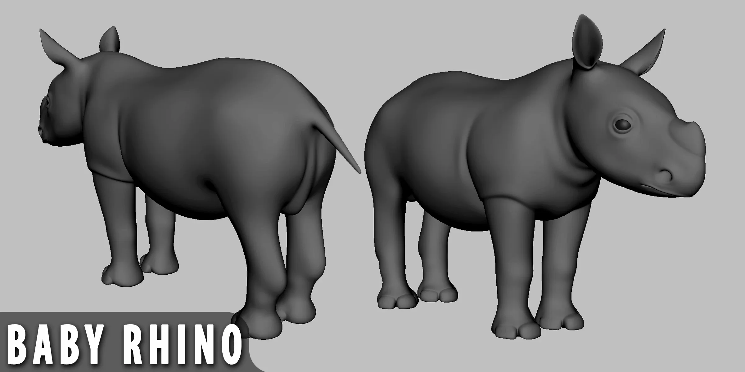 Baby Rhino - Topology + UV Map