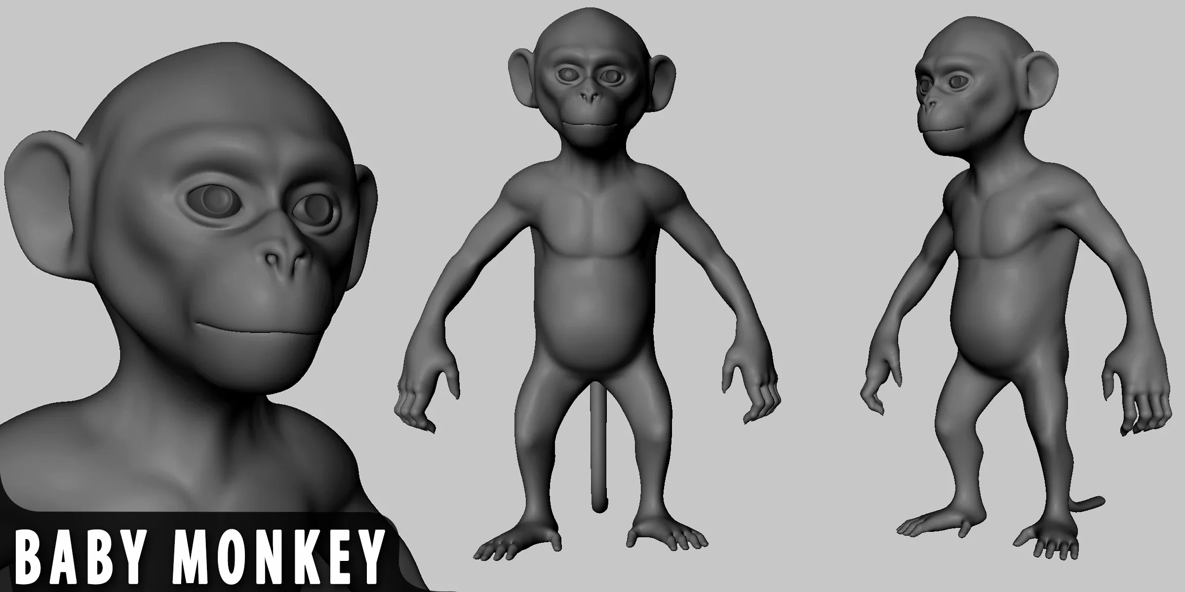 Baby Monkey - Topology + UV Map