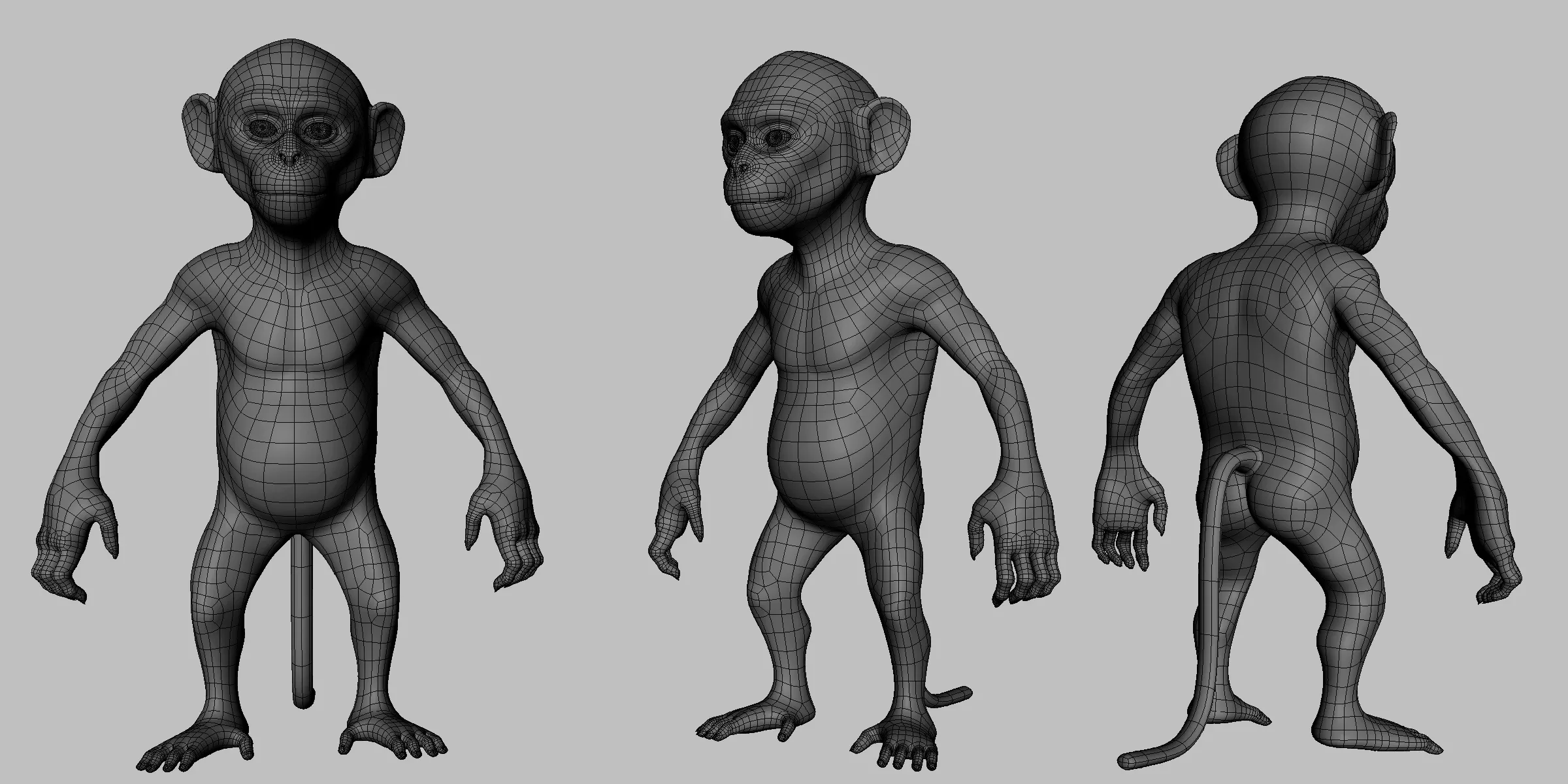 Baby Monkey - Topology + UV Map