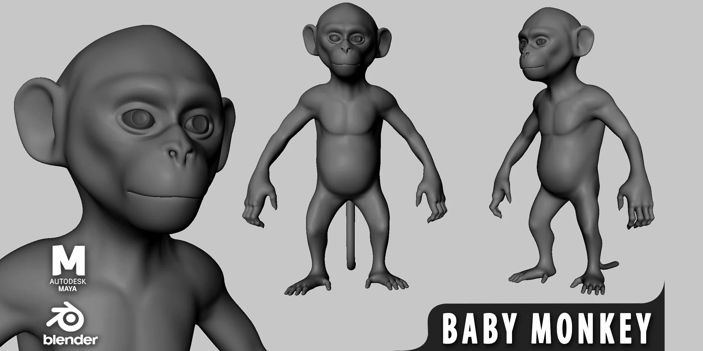 8 Wild Animal Baby - Topology + UV Map