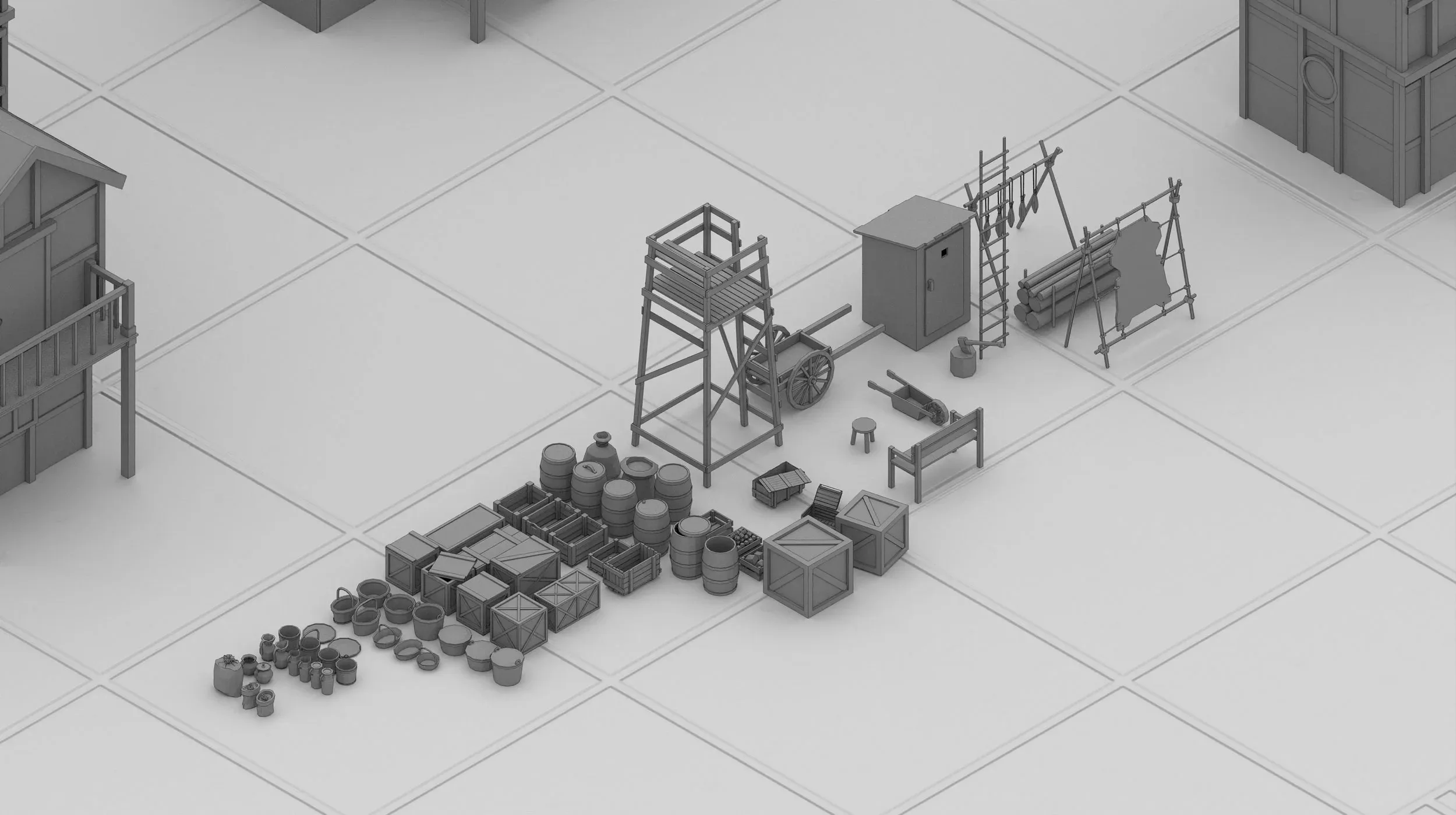 115 Basemesh Medieval Building Collection