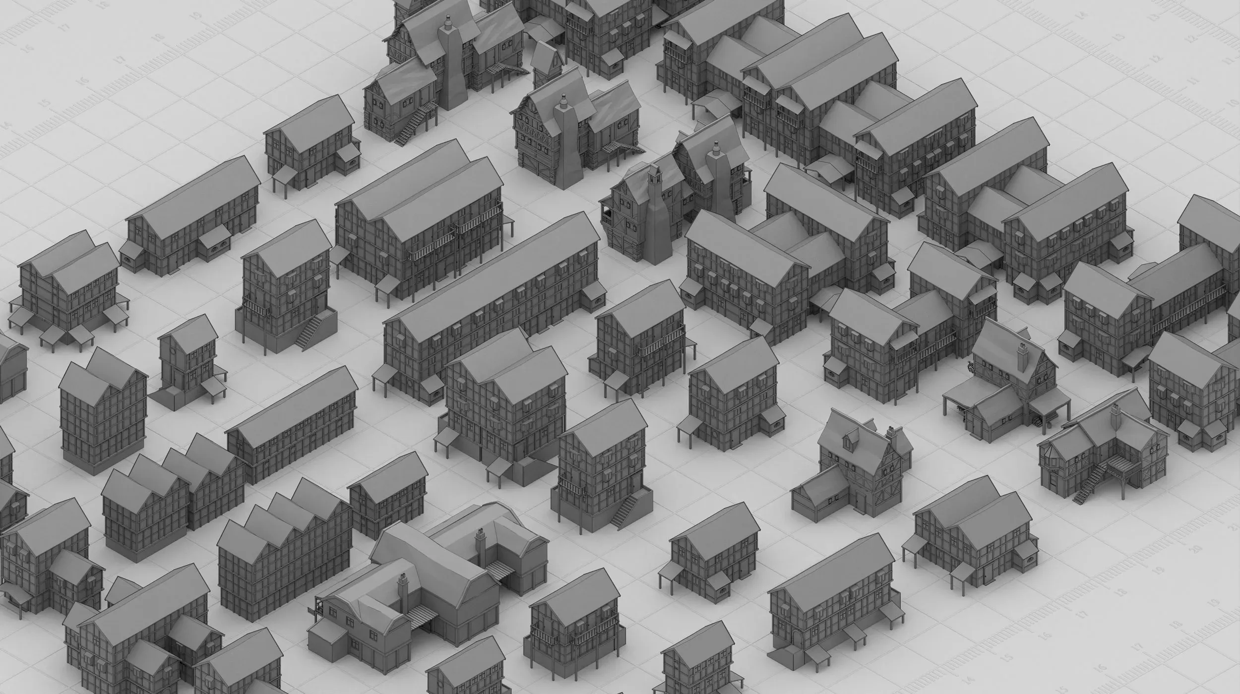 115 Basemesh Medieval Building Collection
