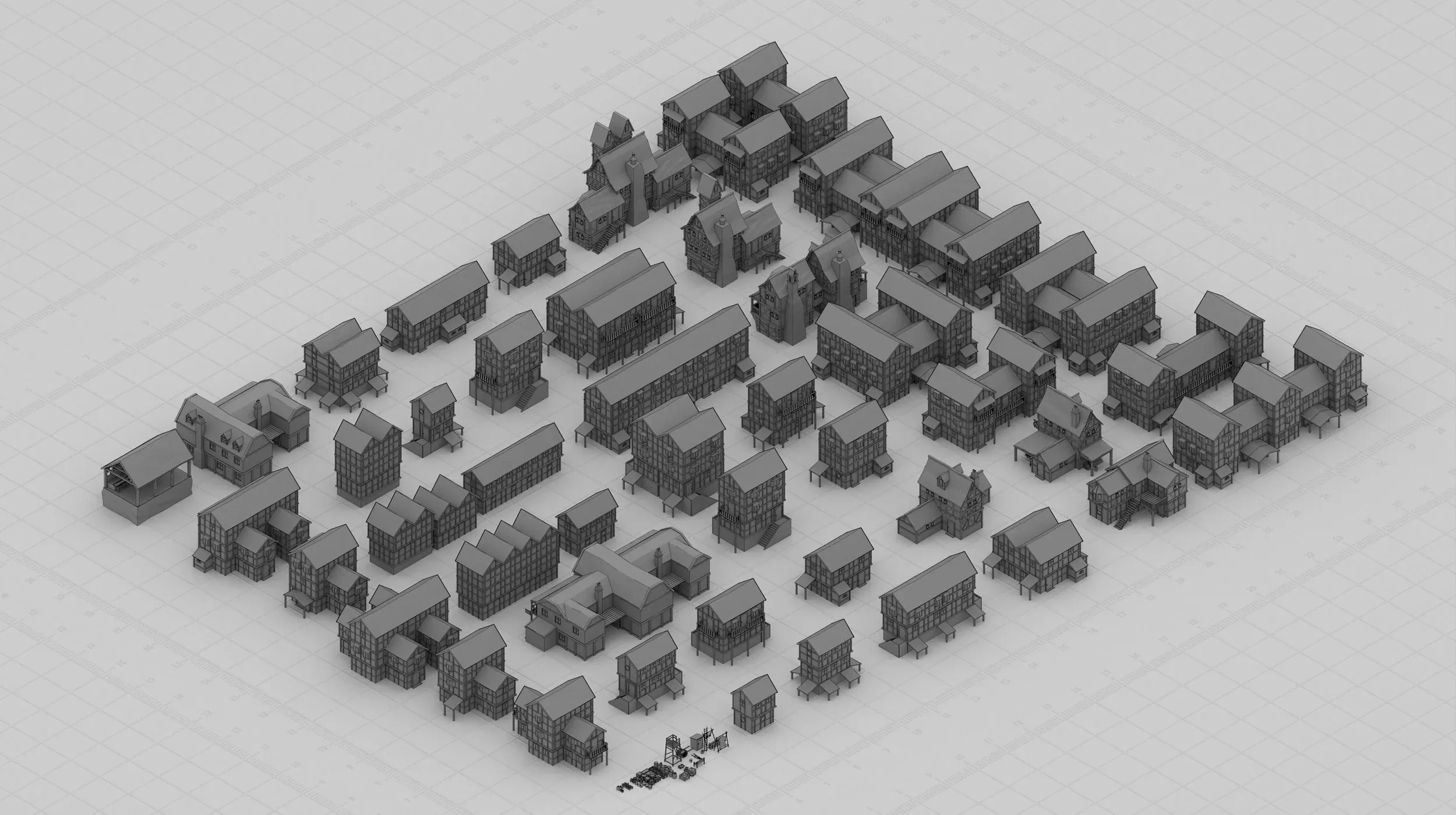 115 Basemesh Medieval Building Collection