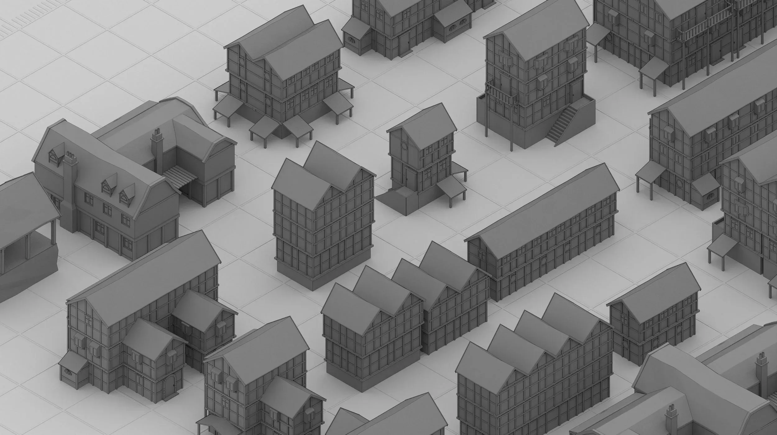 115 Basemesh Medieval Building Collection