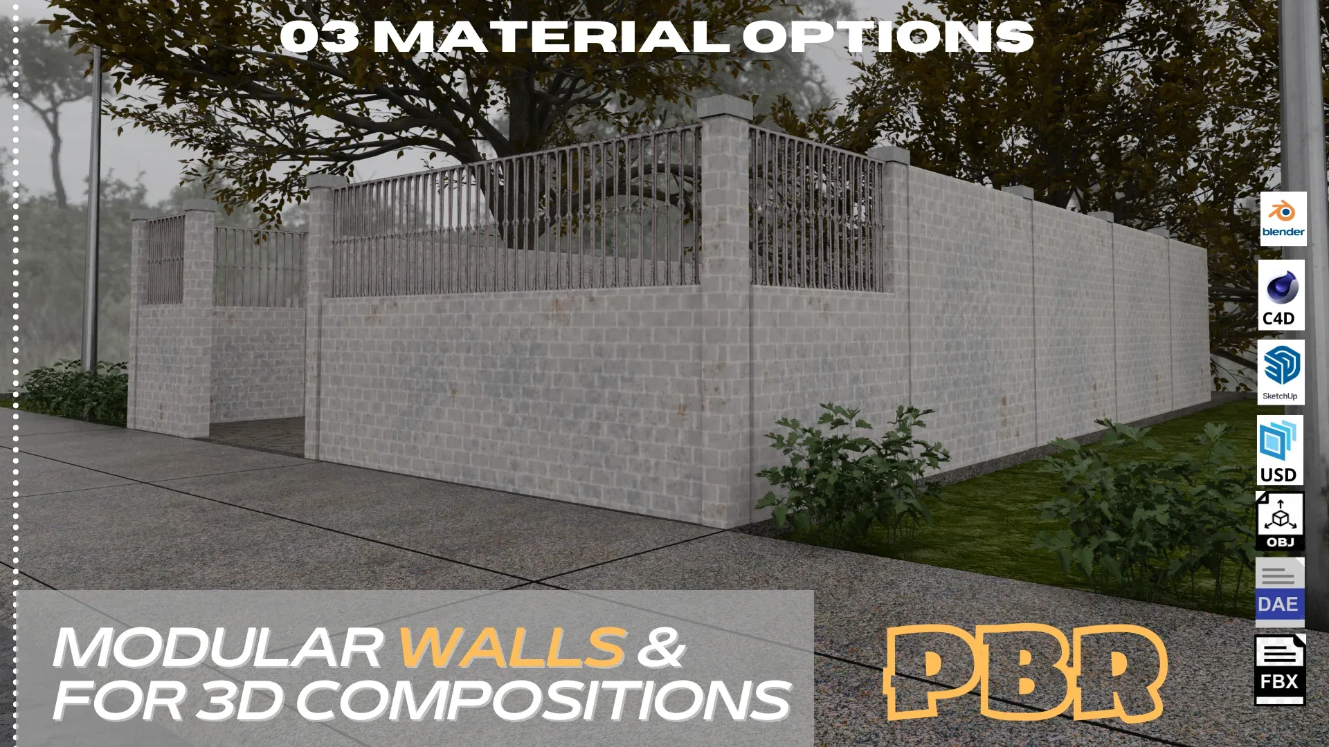 MODULAR WALLS FOR 3D COMPOSITIONS Low-poly 3D model