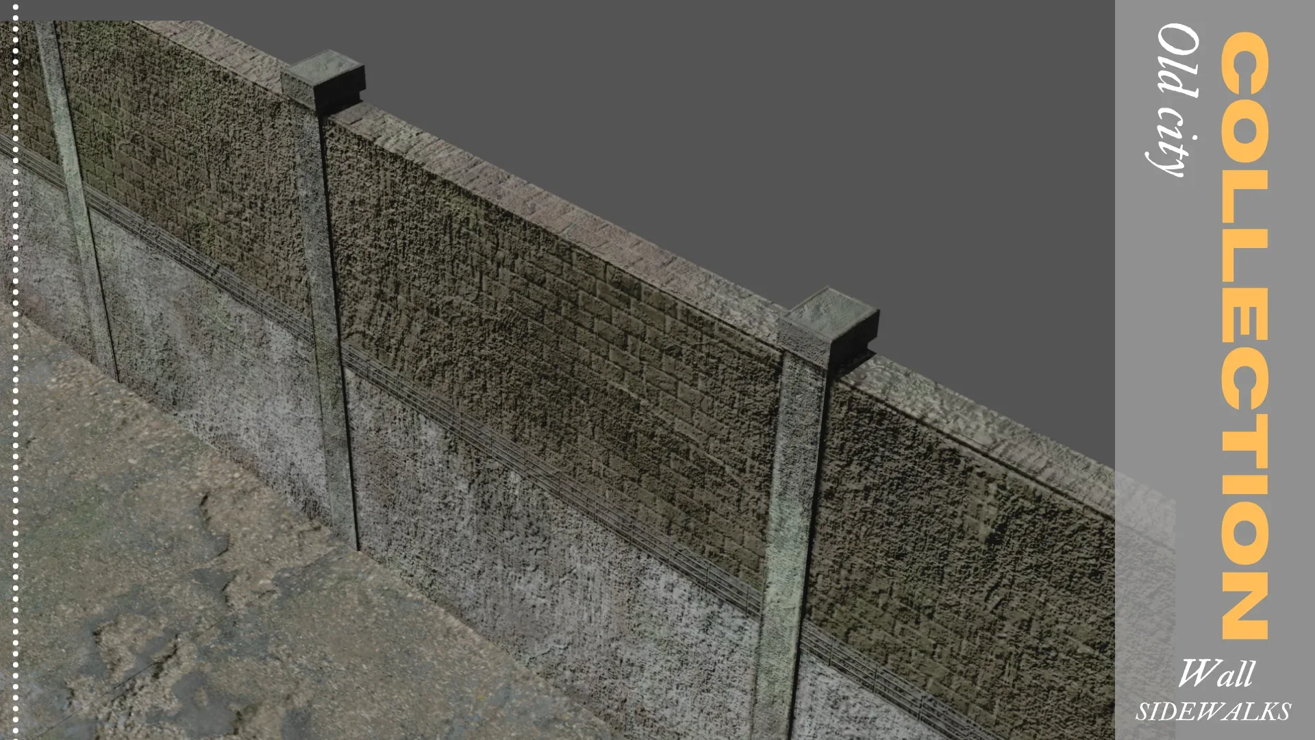 MODULAR WALLS - SIDEWALKS FOR 3D COMPOSITIONS Low-poly 3D model