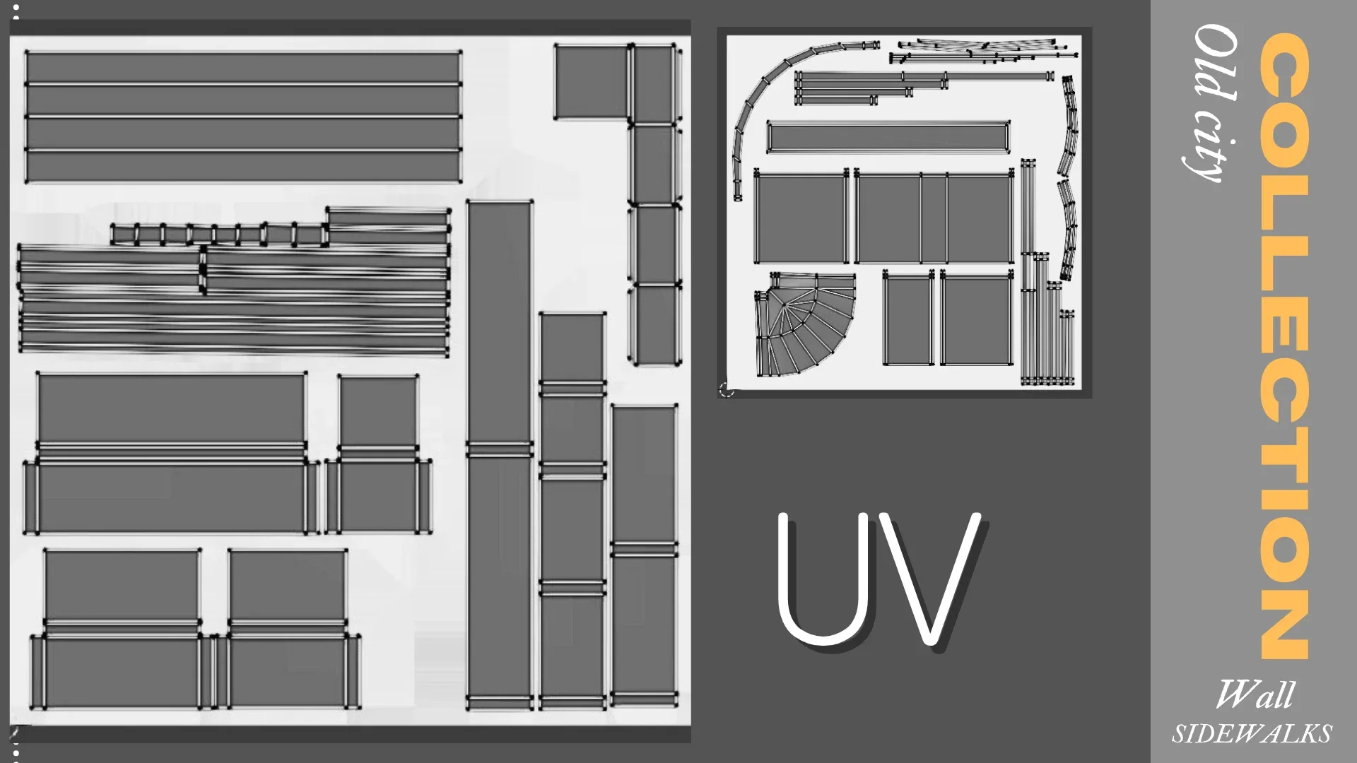 MODULAR WALLS - SIDEWALKS FOR 3D COMPOSITIONS Low-poly 3D model