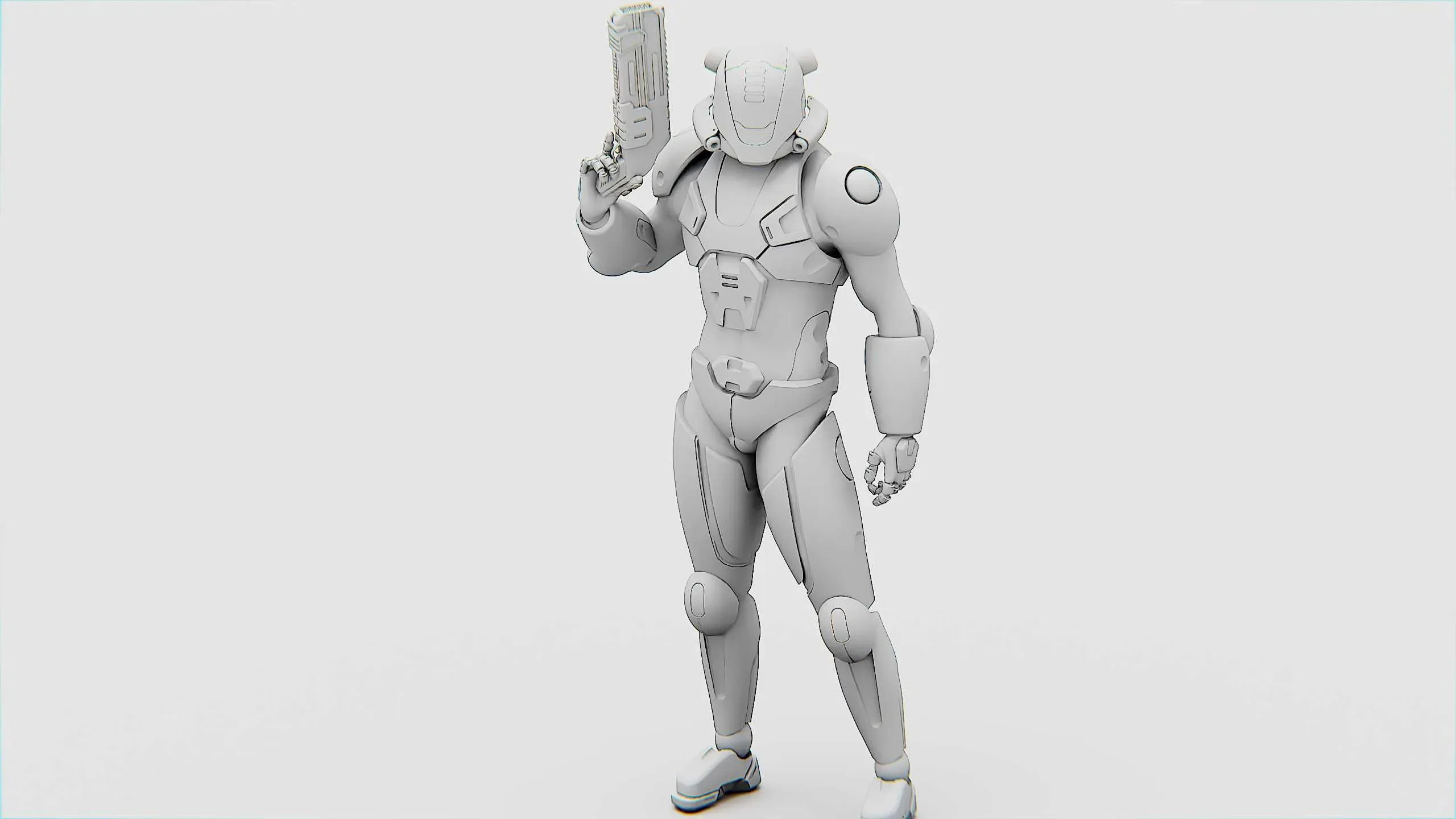 CYBER SOLDIER R-500 Auto-Rig Pro Rigged For Mixamo, Unreal Engine, Unity