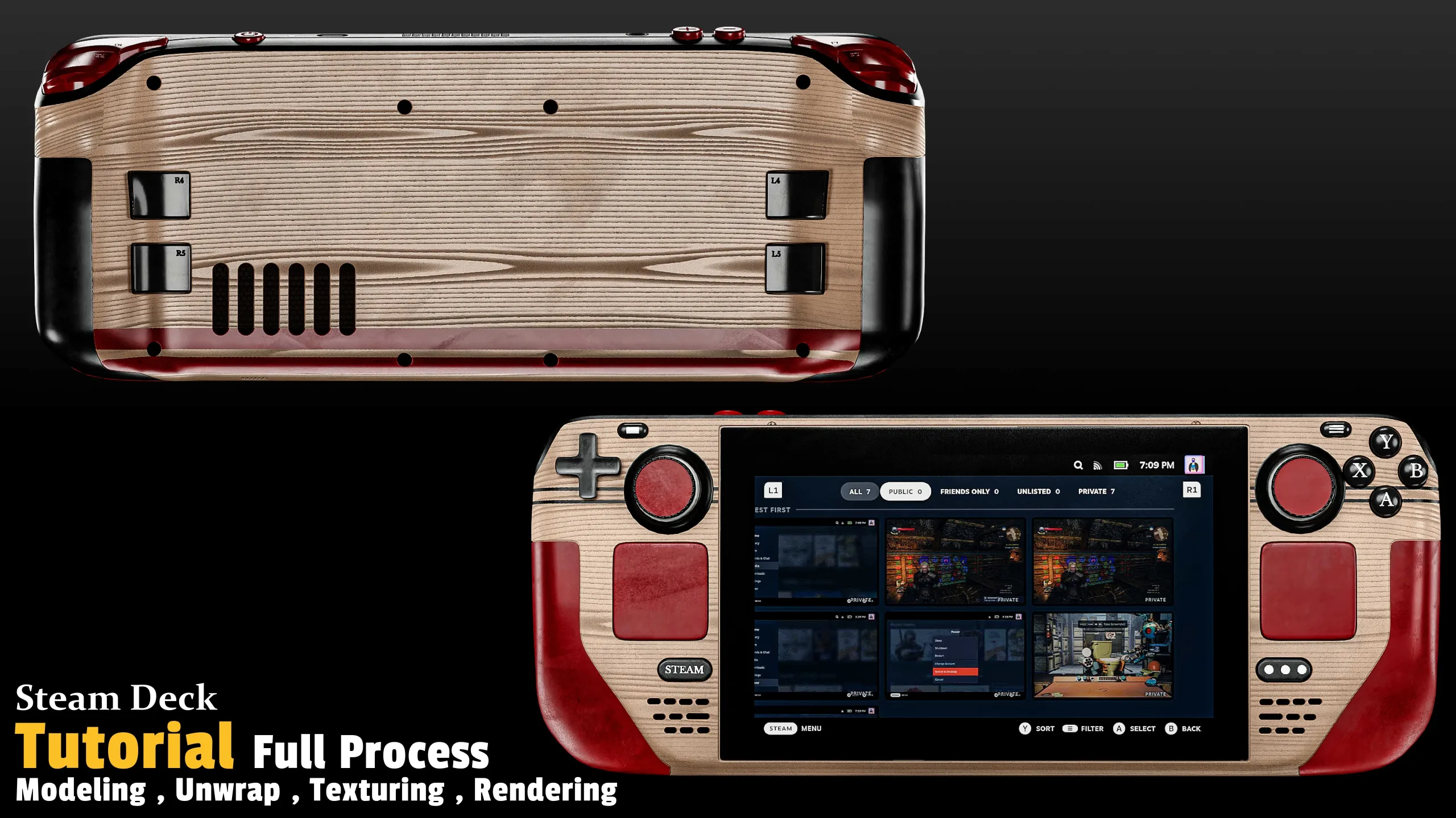 Steam Deck / 3D Model + Full Tutorial Process