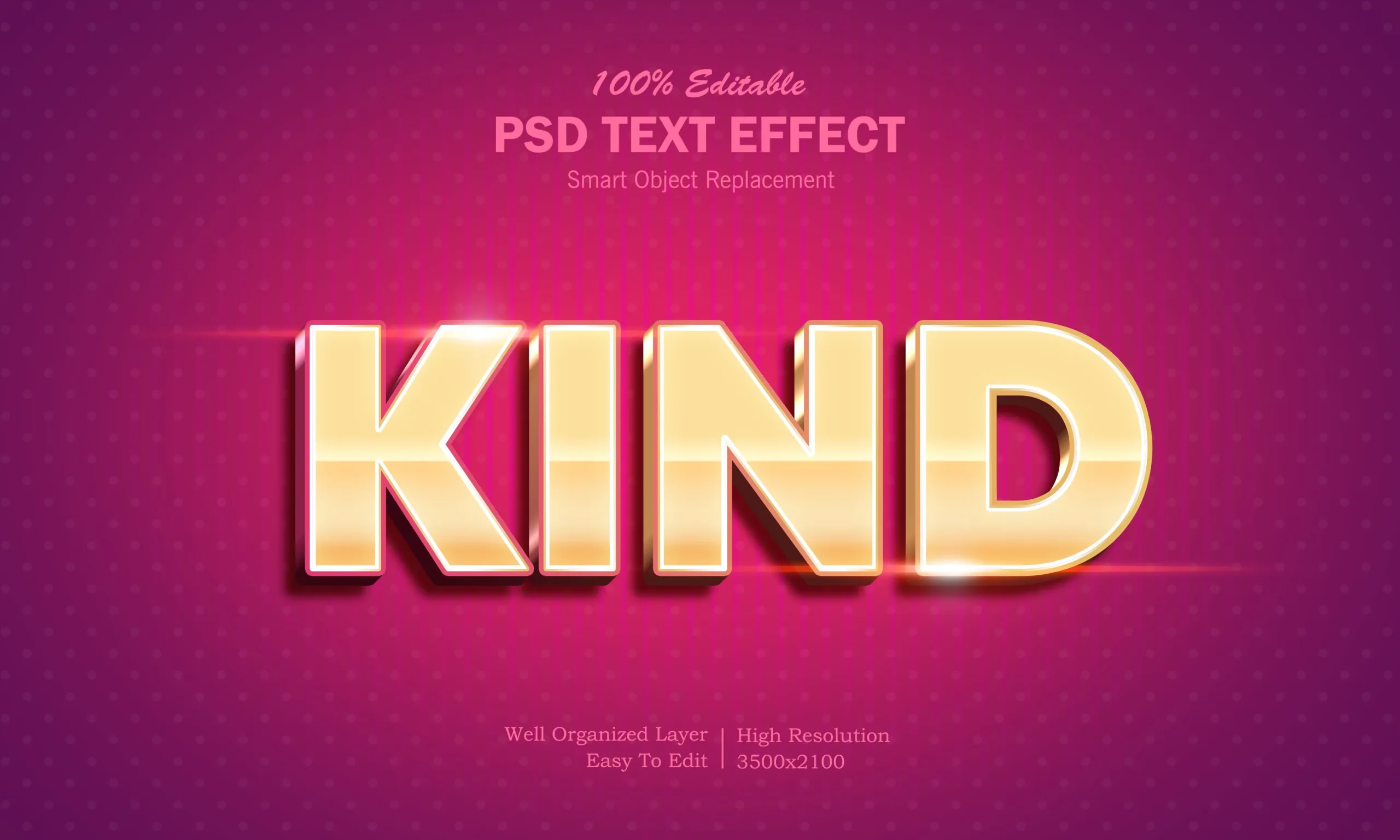3D Kind PSD fully editable text effect. Layer style PSD mockup template.