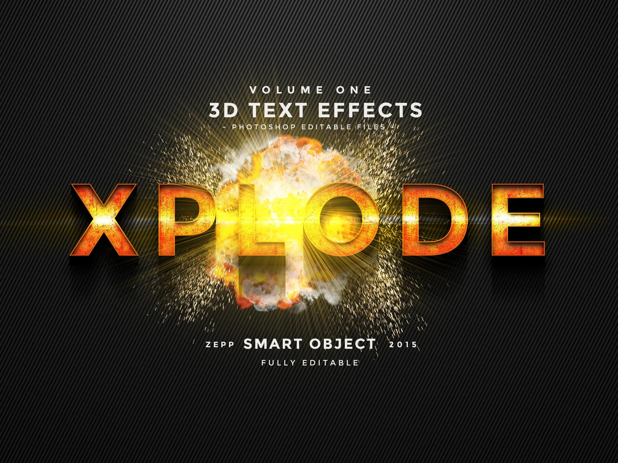 Xplode PSD fully editable text effect. Layer style PSD mockup template.