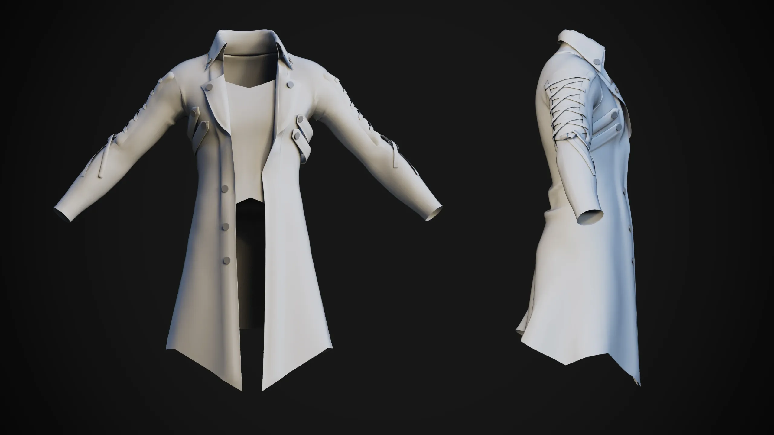 Leather Coat (Retopo) - ZPRJ+OBJ+FBX+SPP
