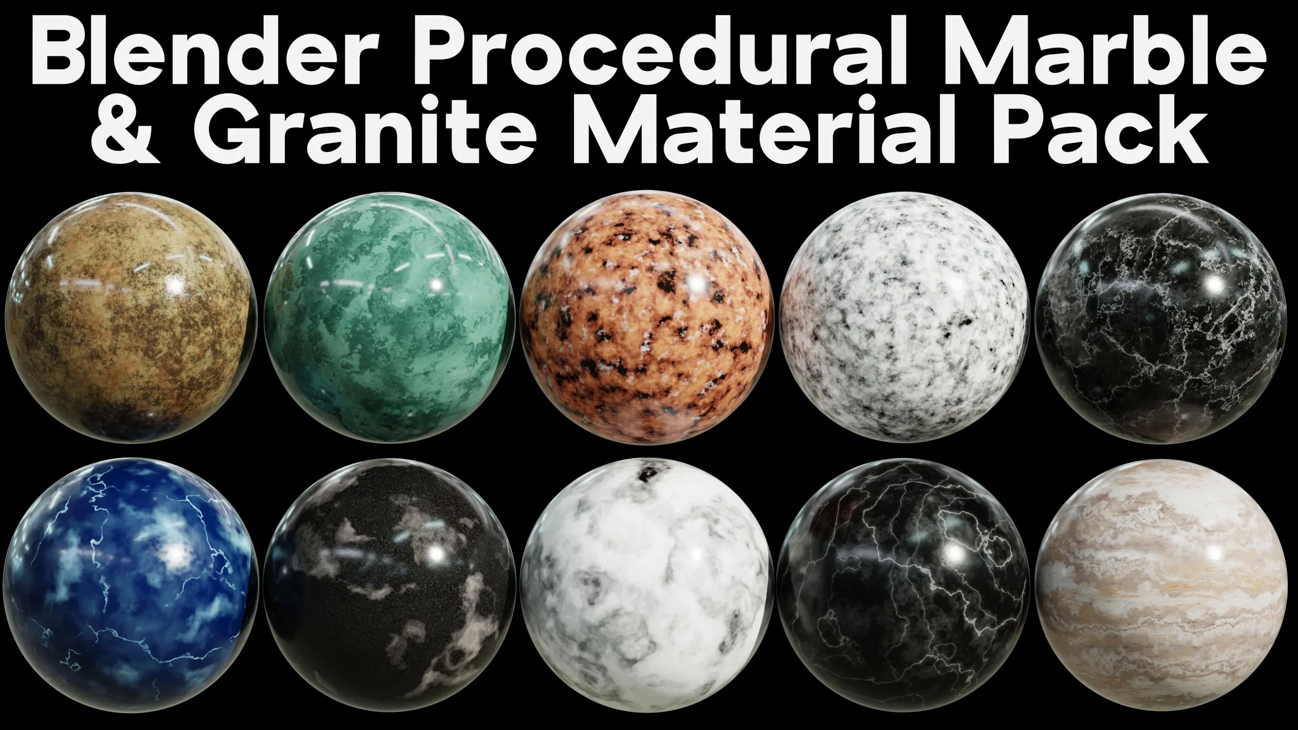 Blender Procedural Marble & Granite Material Pack #1