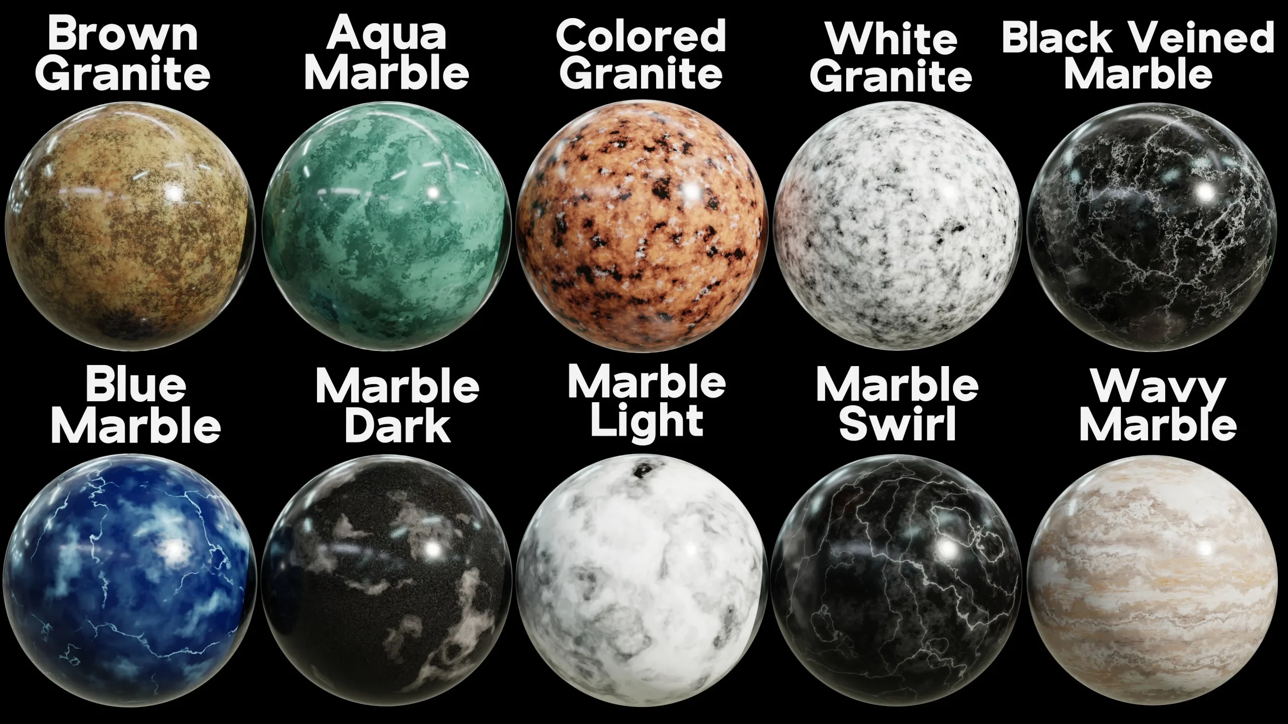 Blender Procedural Marble & Granite Material Pack #1