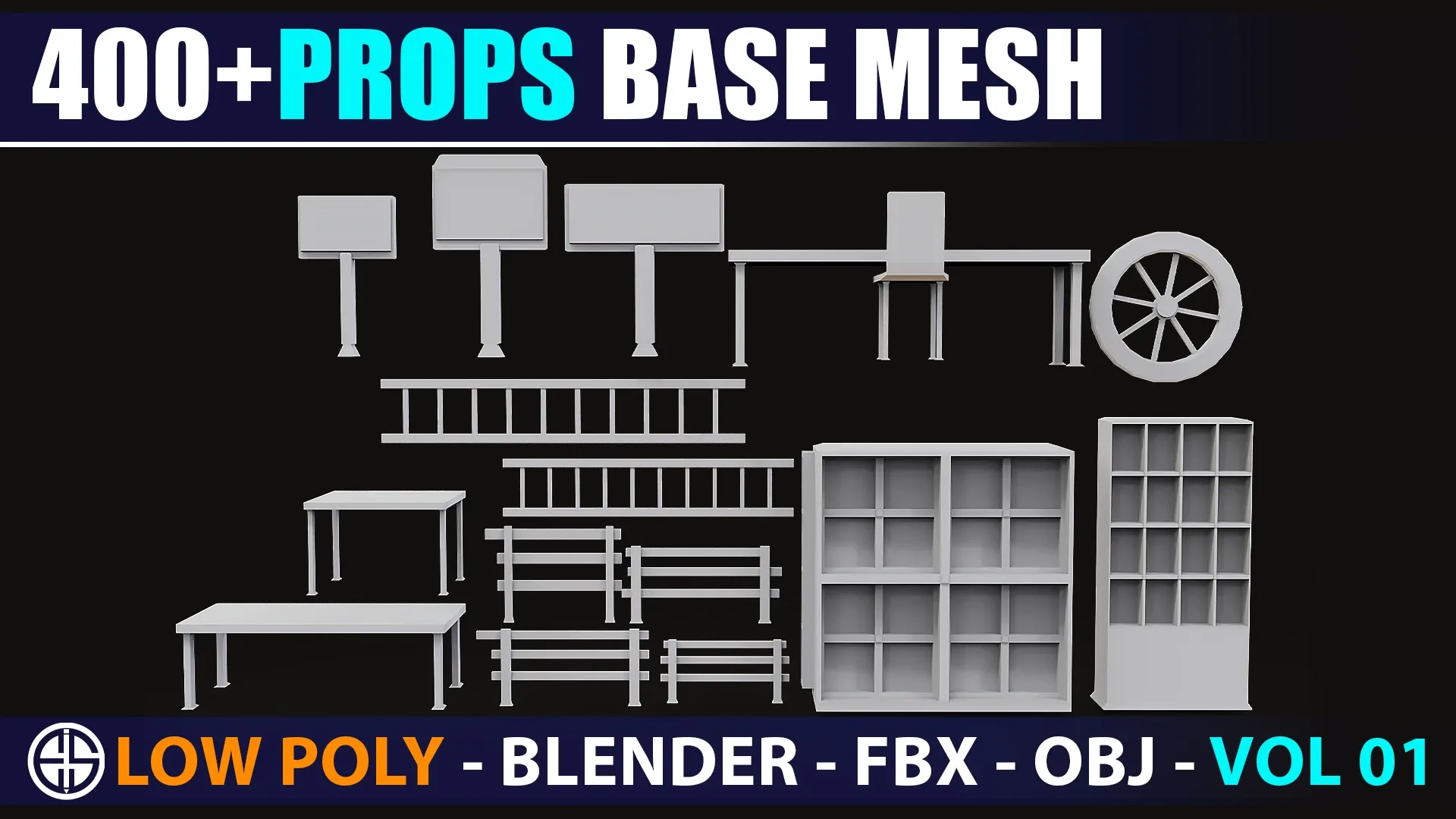 400 Props base mesh - Low Poly Model