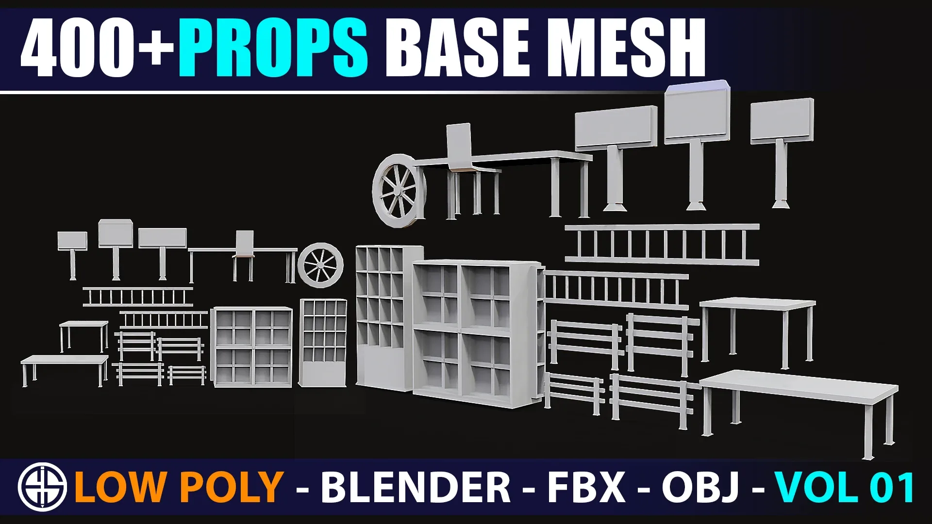 400 Props base mesh - Low Poly Model