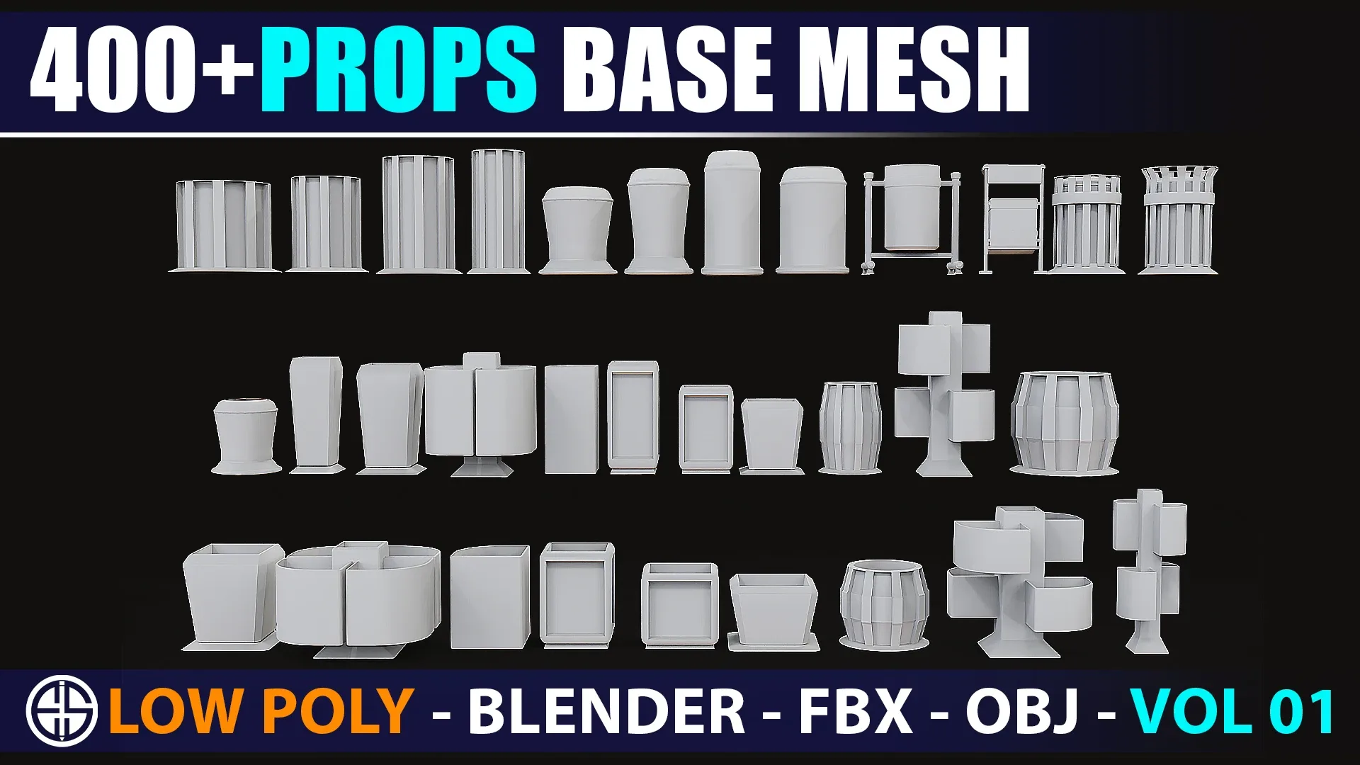 400 Props base mesh - Low Poly Model