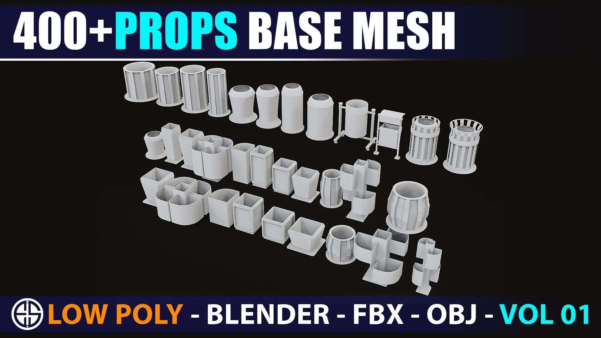 400 Props base mesh - Low Poly Model