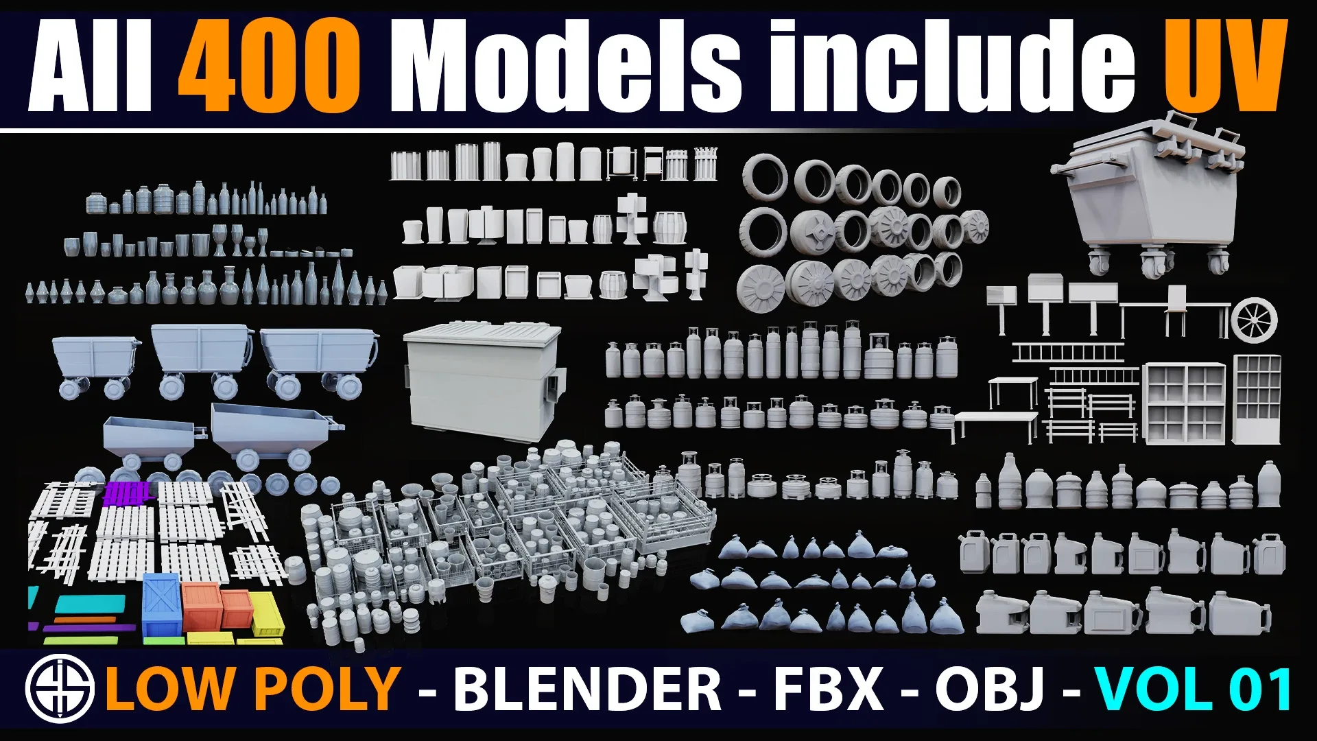 400 Props base mesh - Low Poly Model