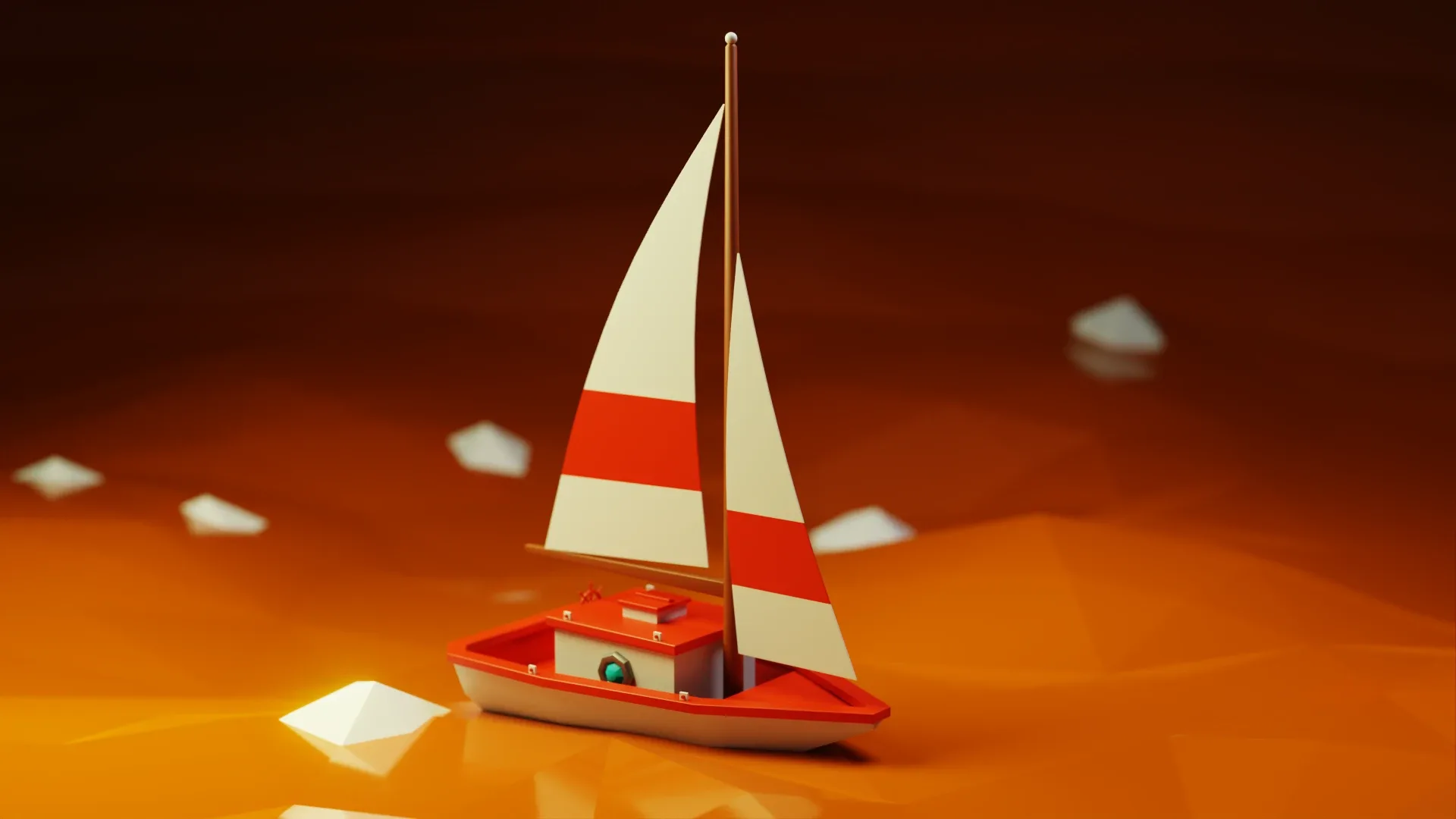 Low poly Boat Scene