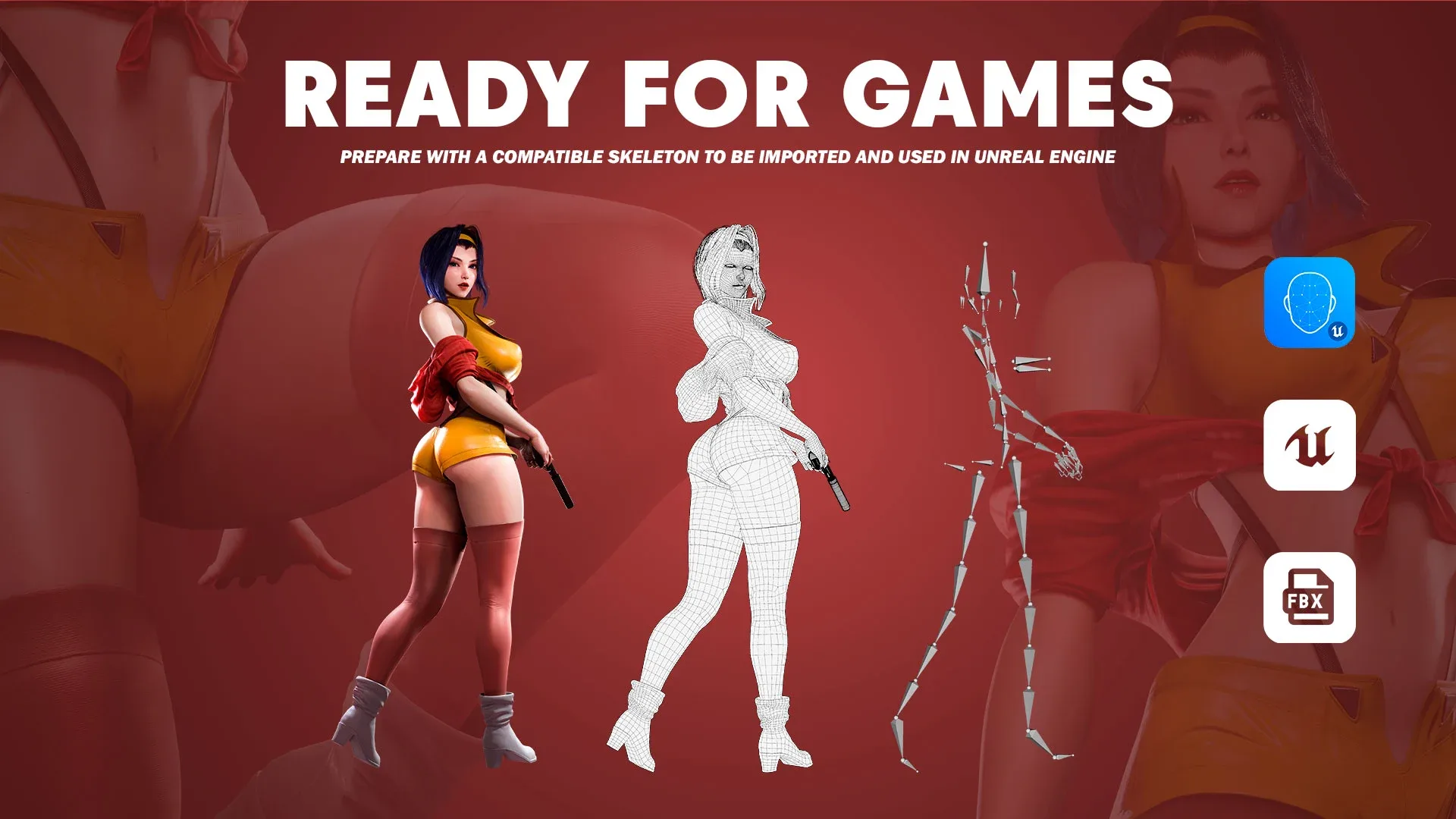 Faye Valentine - Cowboy Bebop - Game Ready 3D model - UE5 Low-poly 3D model