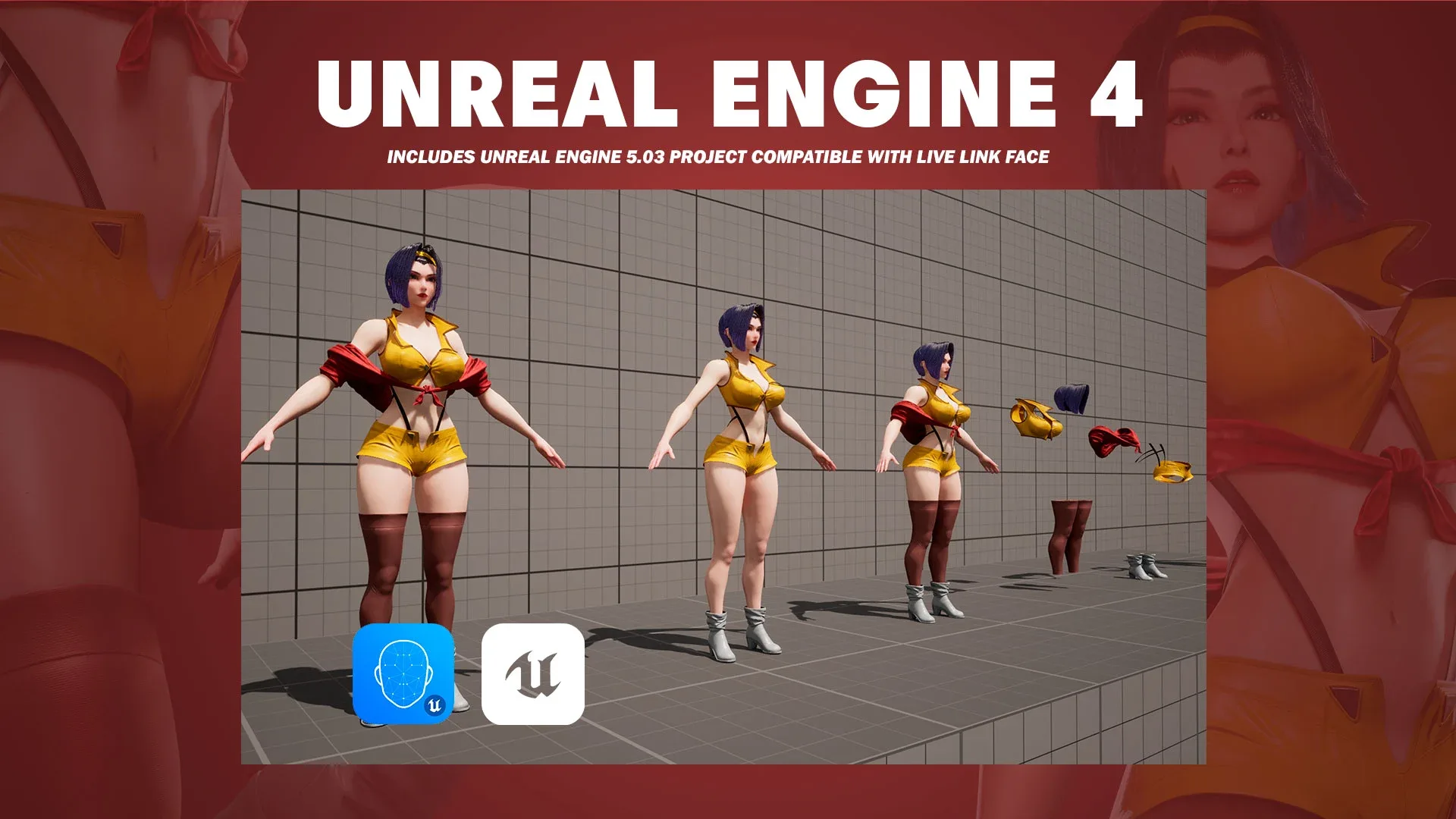 Faye Valentine - Cowboy Bebop - Game Ready 3D model - UE5 Low-poly 3D model