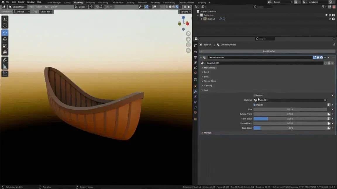 3D Tudor Blender Boat Geometry Node - Build Any Boat in Seconds